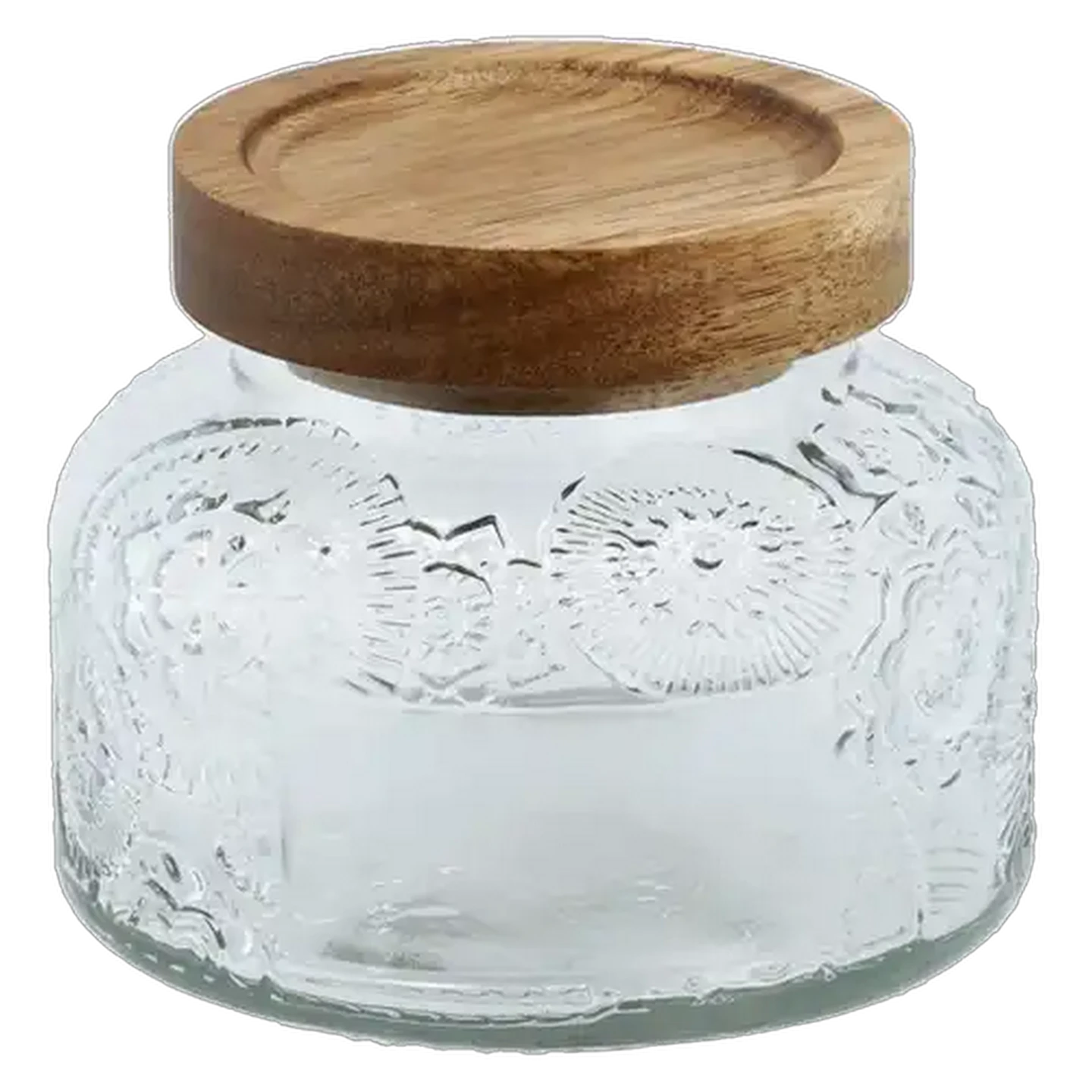 Image of Embossed Small Glass Jar with Lid