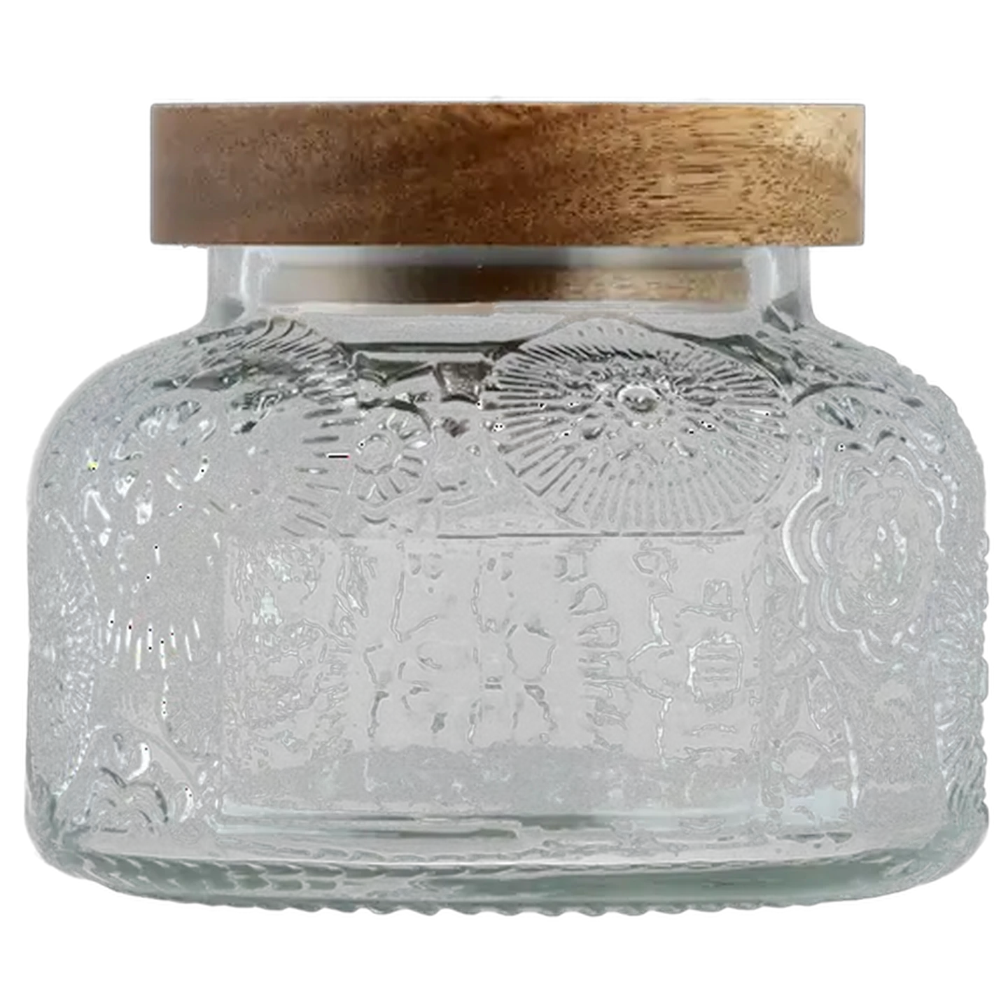 Image of Embossed Small Glass Jar with Lid