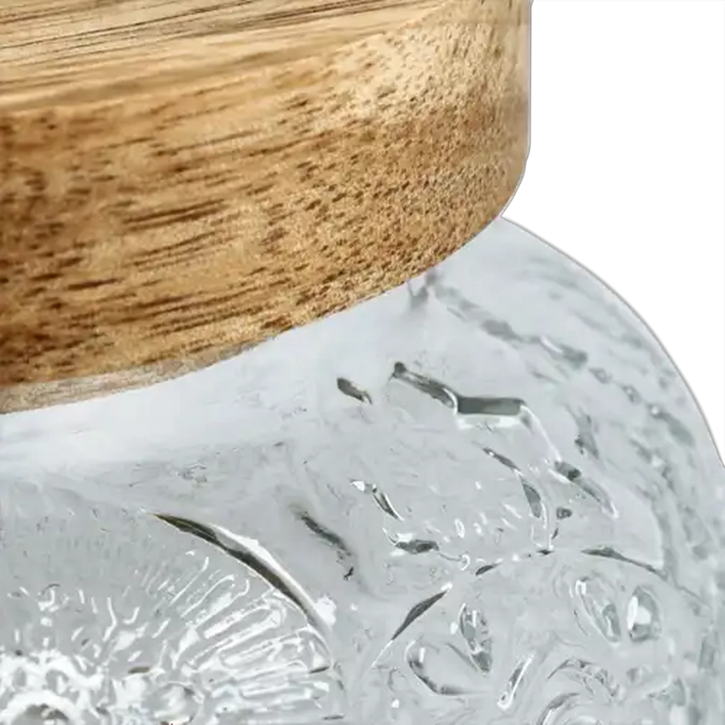 Image of Embossed Small Glass Jar with Lid