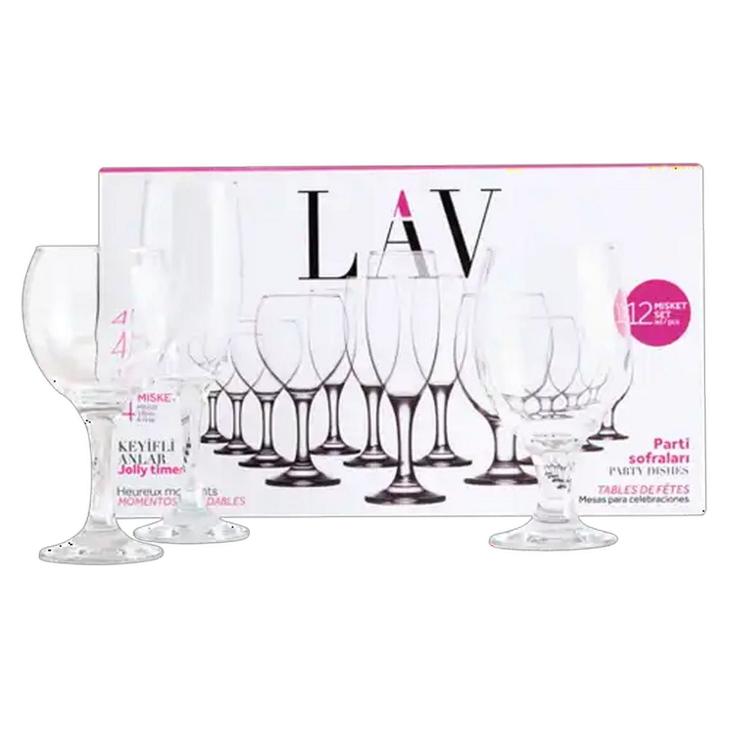 Image of LAV Misket Glass Stemware Set 12 Piece