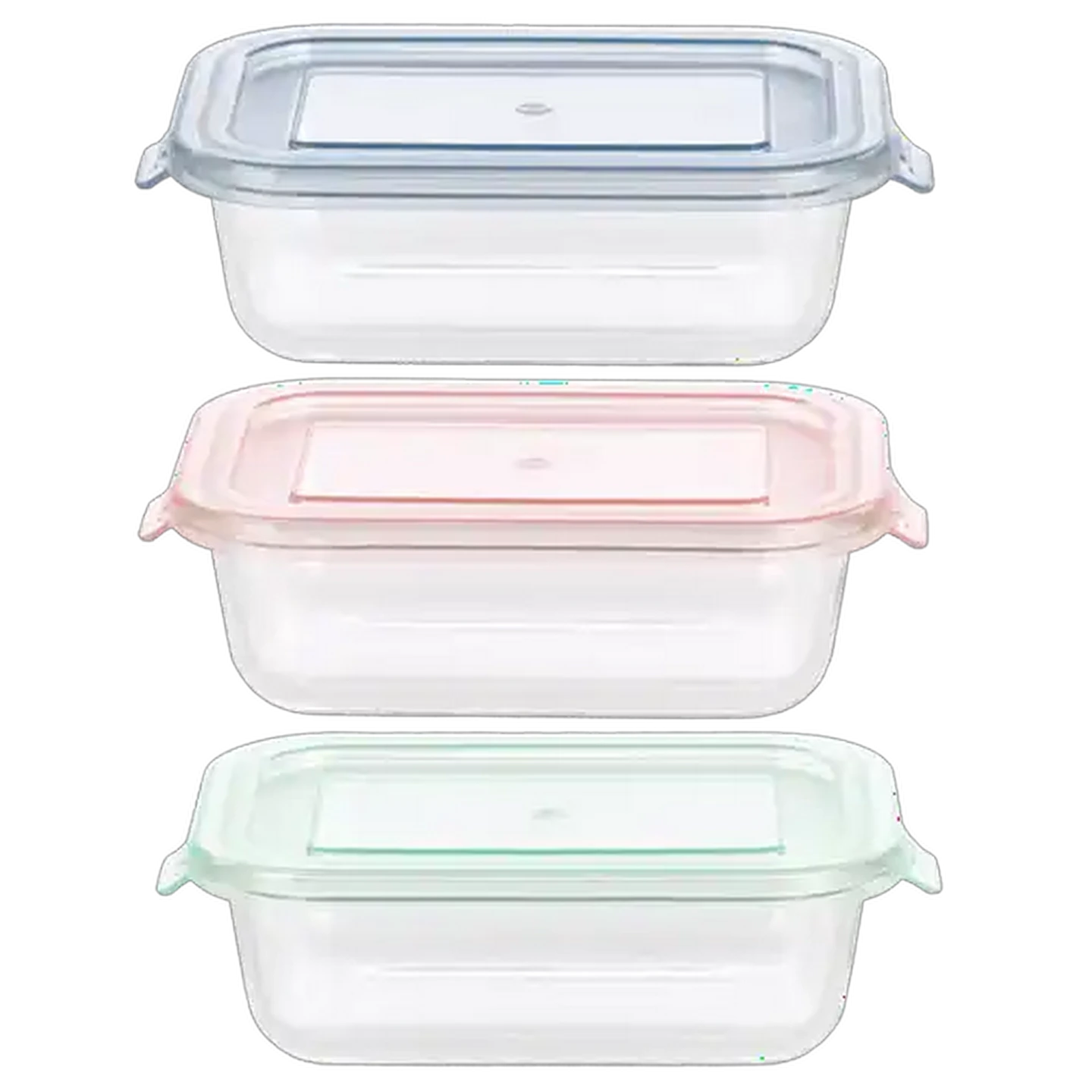 Image of Pastel Rectangular Glass Container 370ml (Colour May Vary)