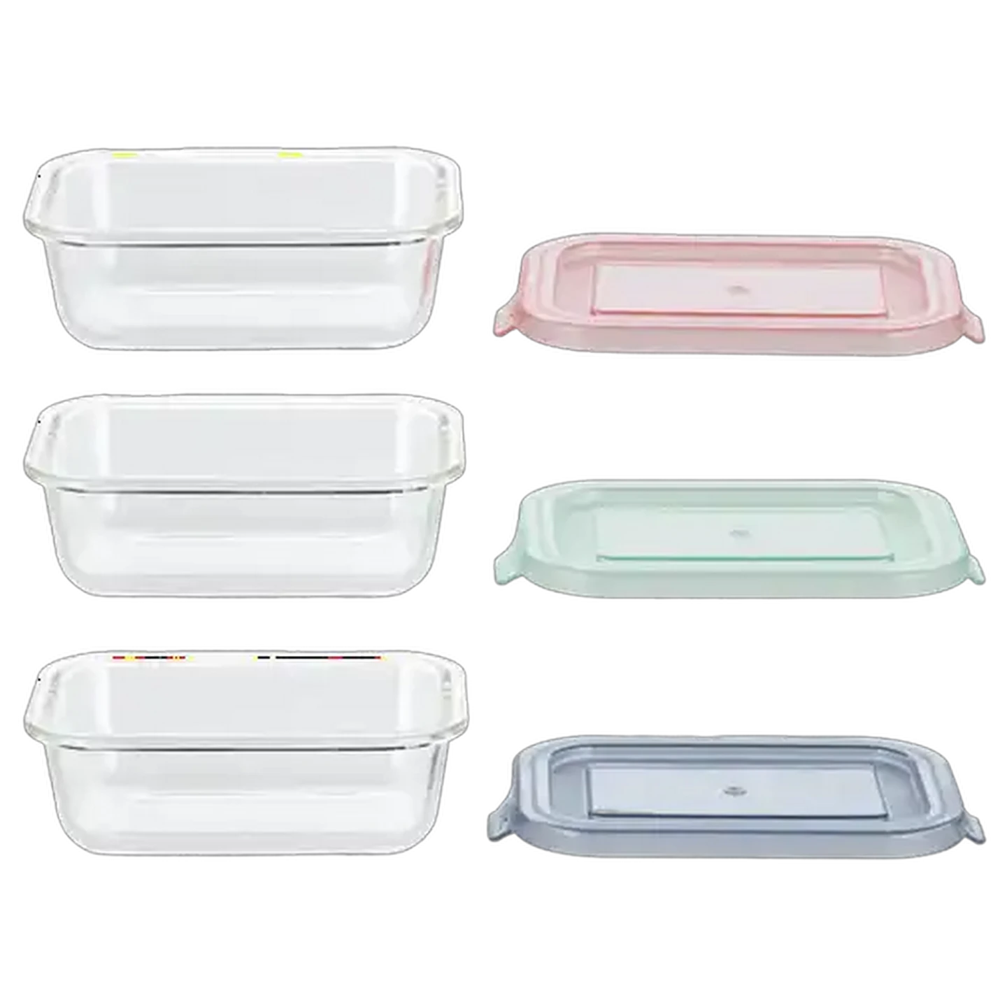Image of Pastel Rectangular Glass Container 370ml (Colour May Vary)