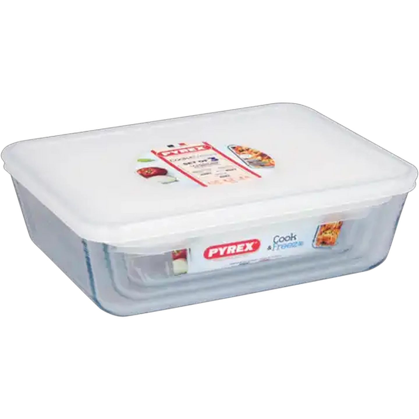 Image of Pyrex Cook&Freeze Rectangular Glass Container With Lid 3 Piece
