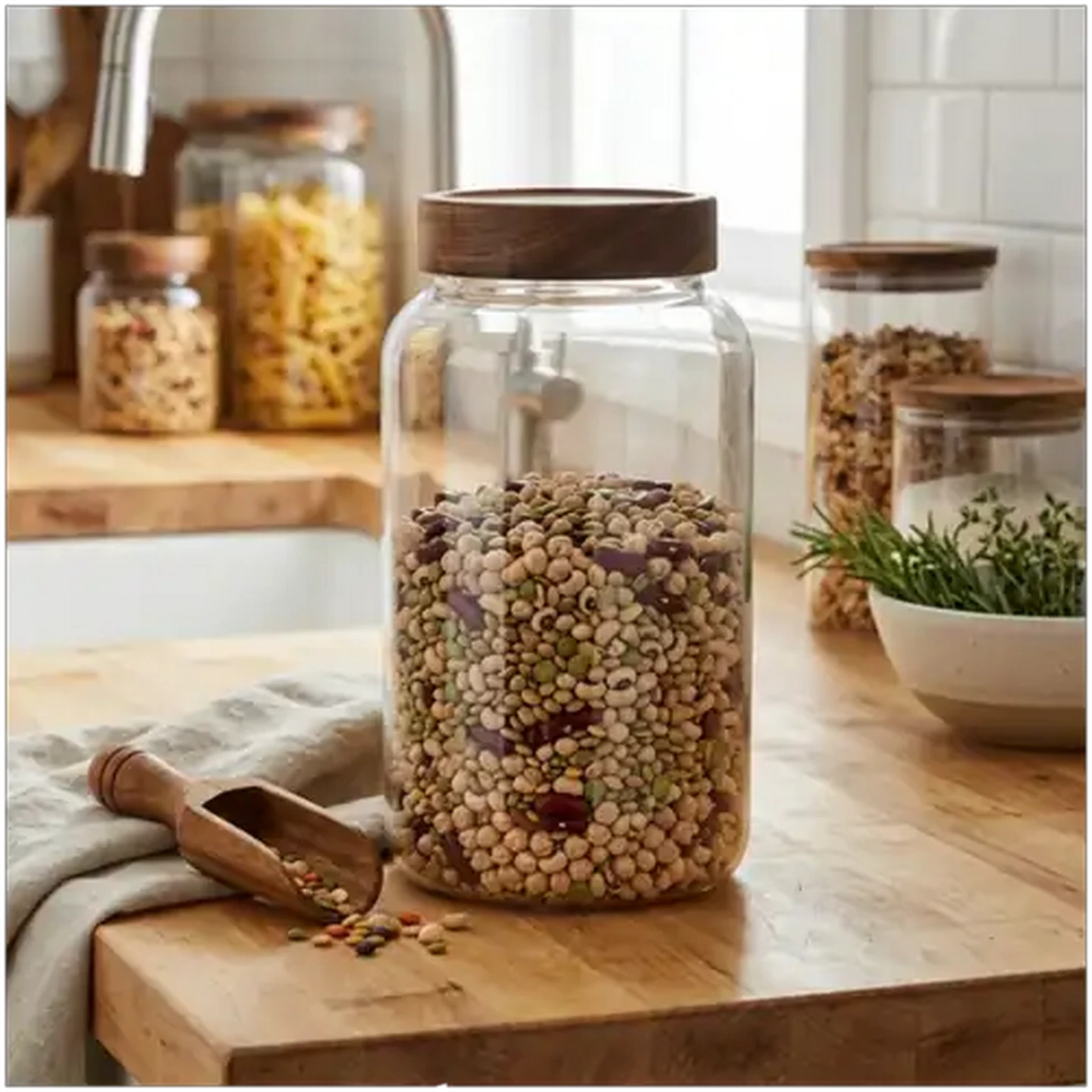 Image of Acacia Glass Canister with Lid 2.5L
