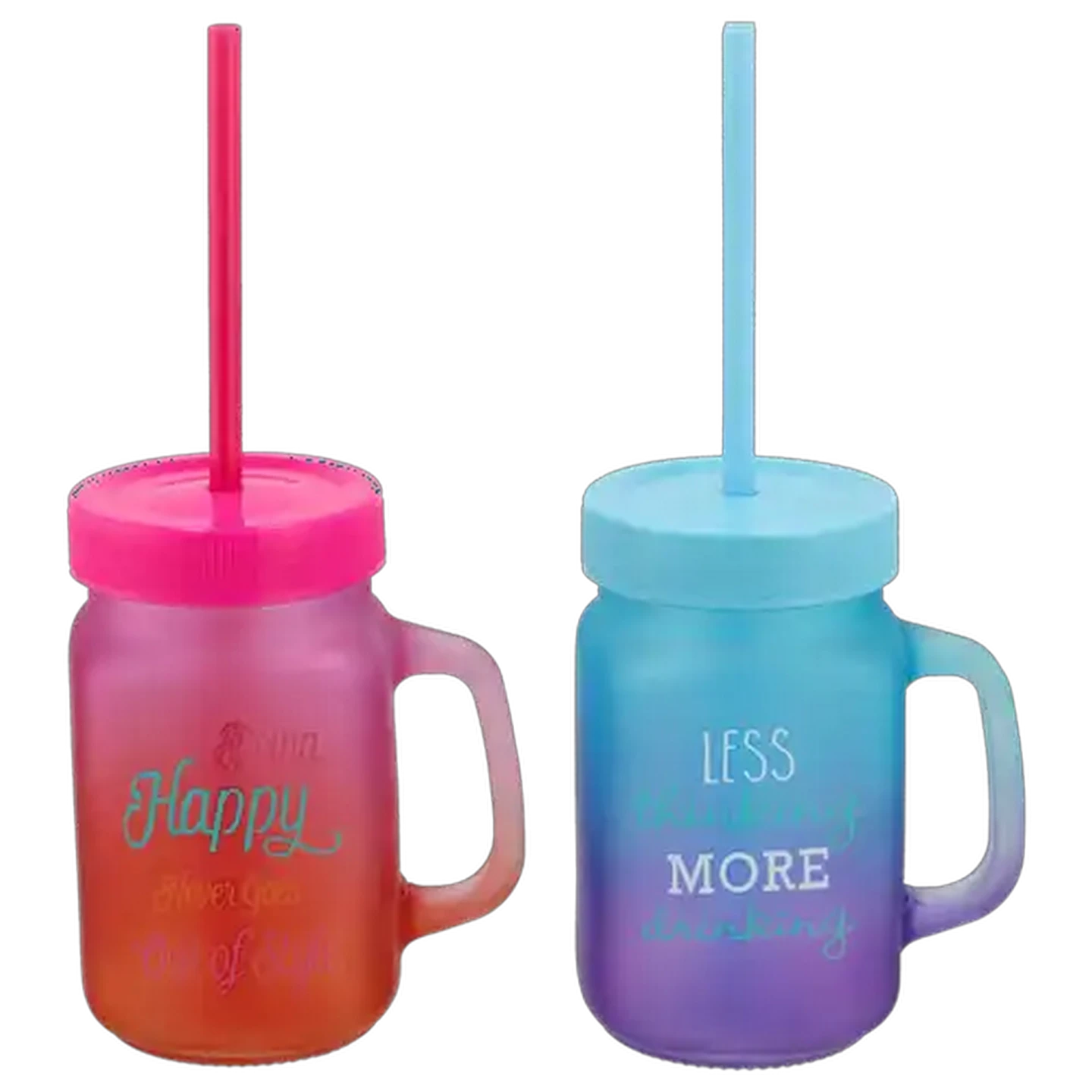Image of Vida Glass Jar with Straw 450ml (Colour May Vary)