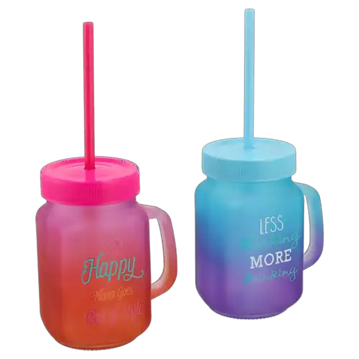 Image of Vida Glass Jar with Straw 450ml (Colour May Vary)