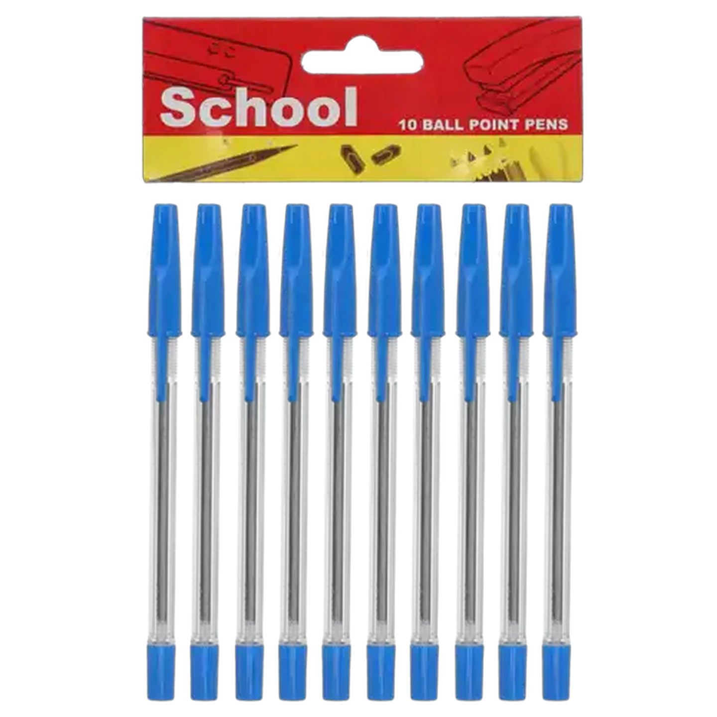 Image of School Blue Medium Ballpoint Pen 10-Pack