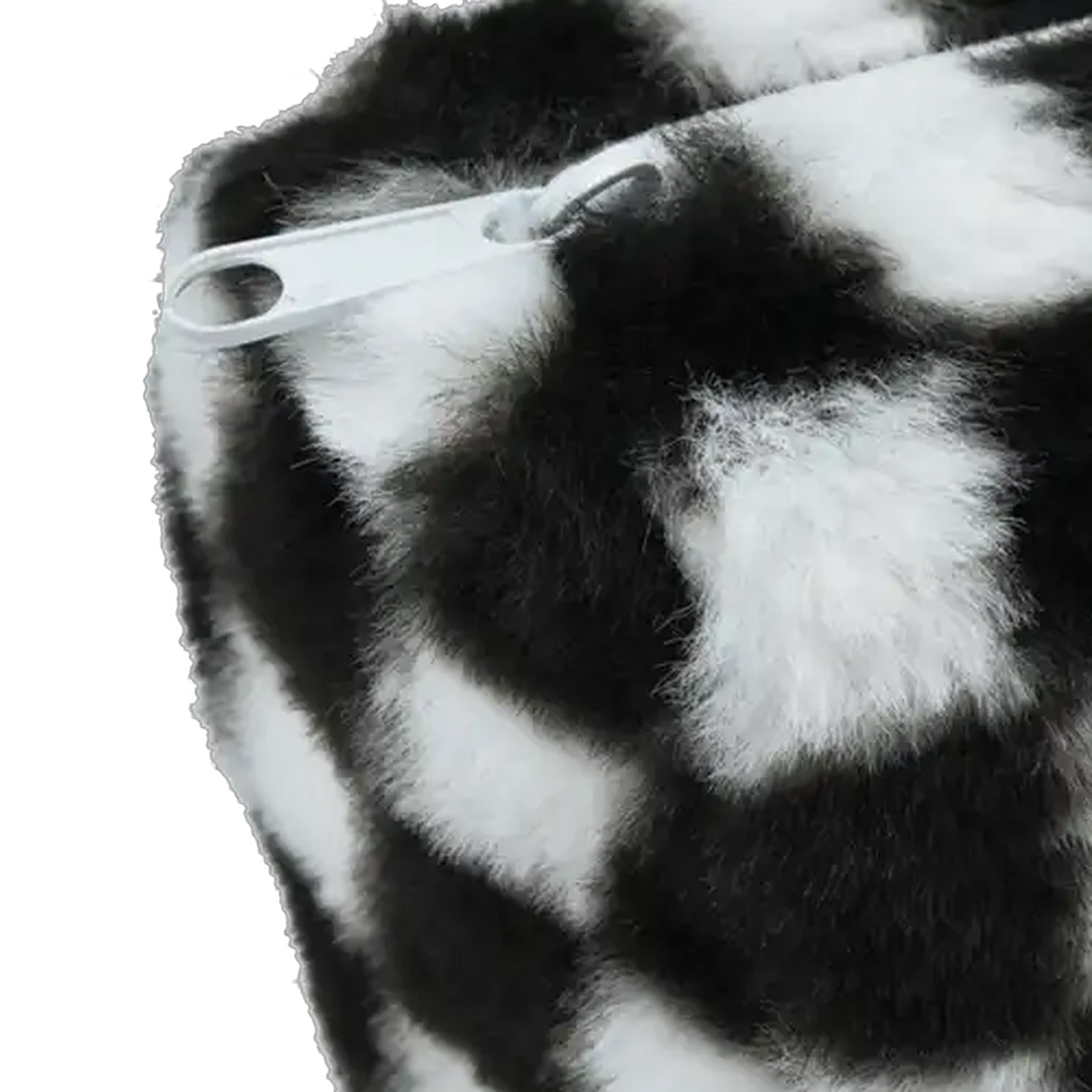 Image of Check Print Fluffy Pencil Bag (Colour May Vary)