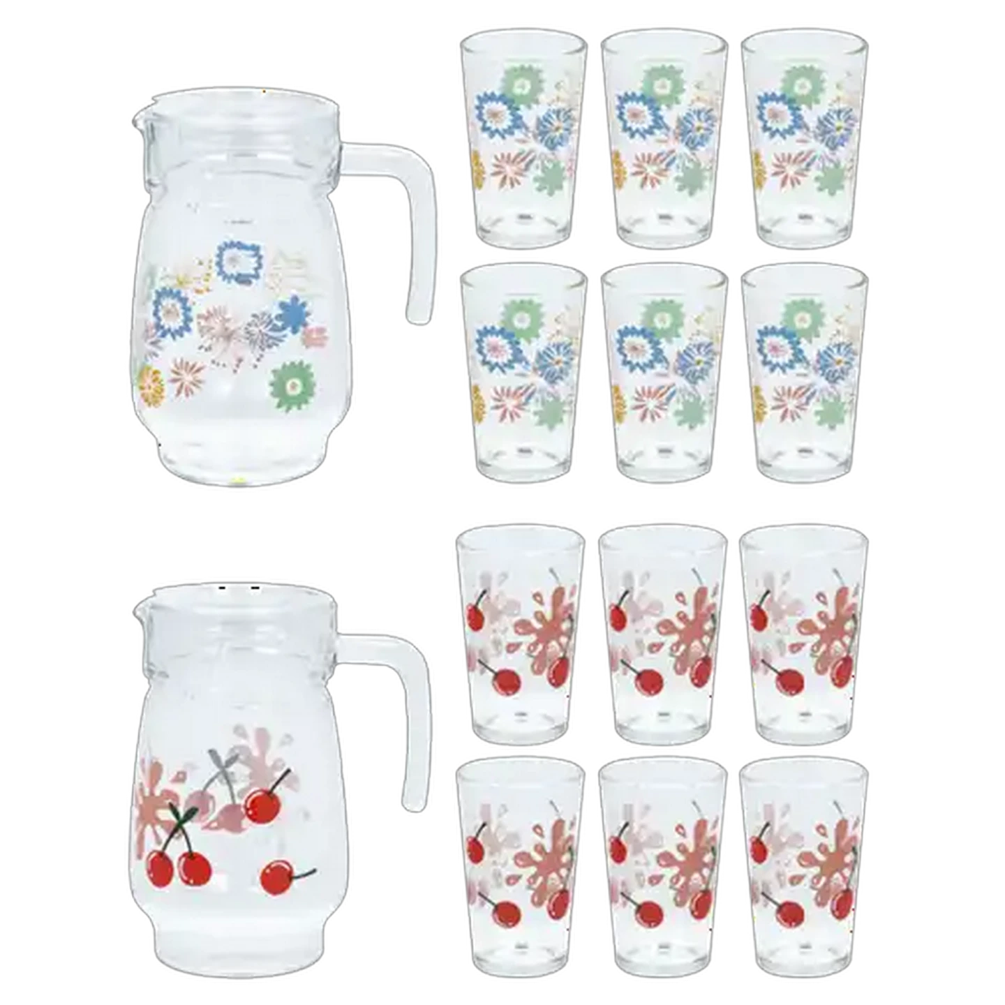Image of Cherry or Blossom Glass Drink Set 7 Piece (Type May Vary)