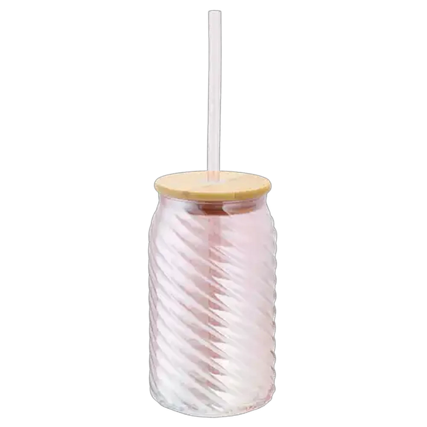 Image of Electroplated Glass Jar with Straw (Design May Vary)