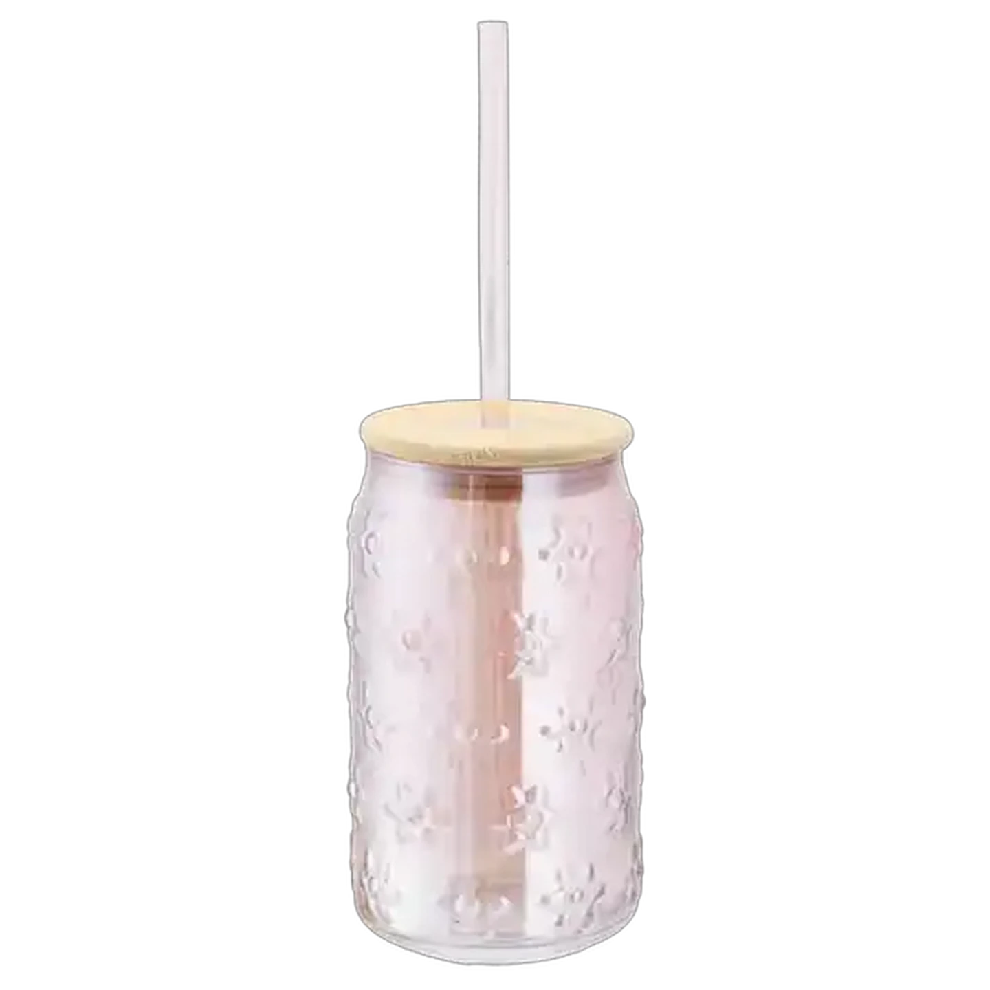 Image of Electroplated Glass Jar with Straw (Design May Vary)