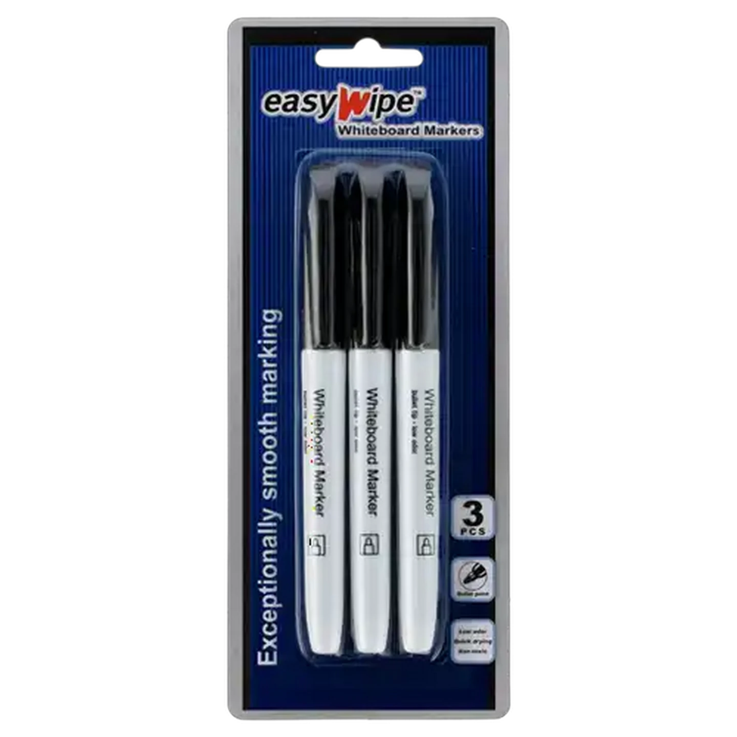 Image of Evermark Black Easy Wipe Whiteboard Marker 3-Pack