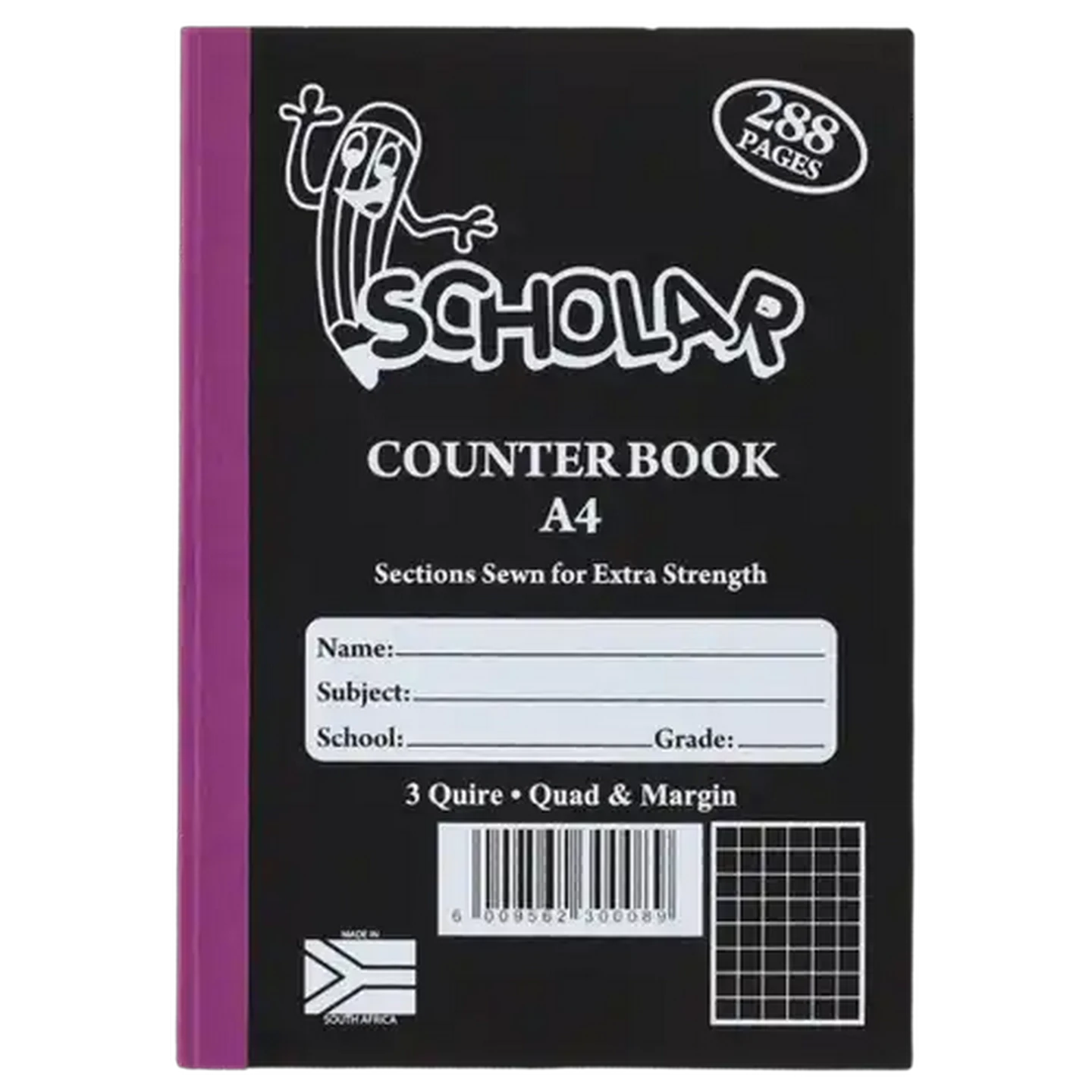 Image of Scholar A4 Quad & Margin Hardcover Counter Book 288 Page