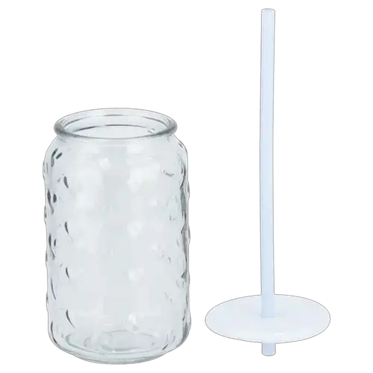 Image of Heart Glass Can with Lid & Straw 450ml (Colour May Vary)