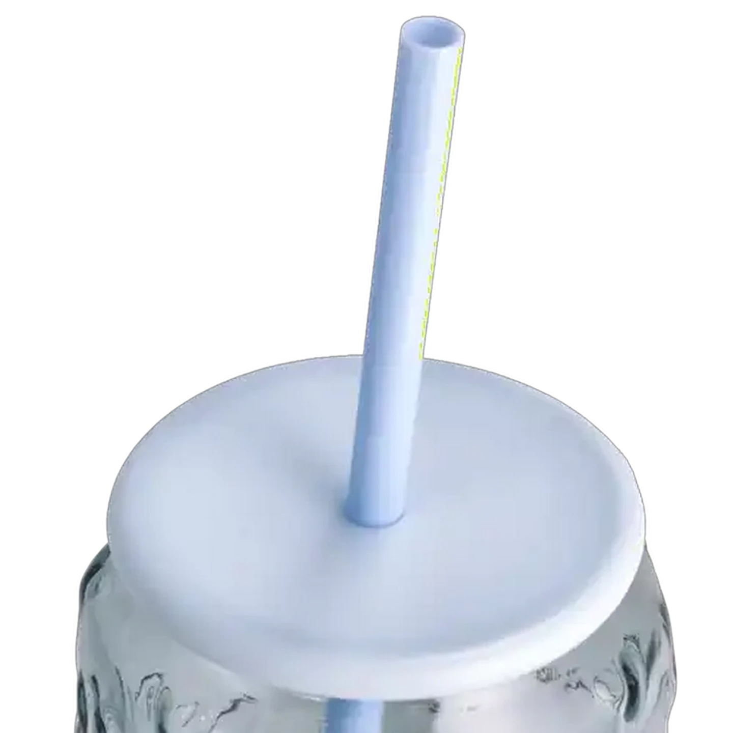 Image of Heart Glass Can with Lid & Straw 450ml (Colour May Vary)