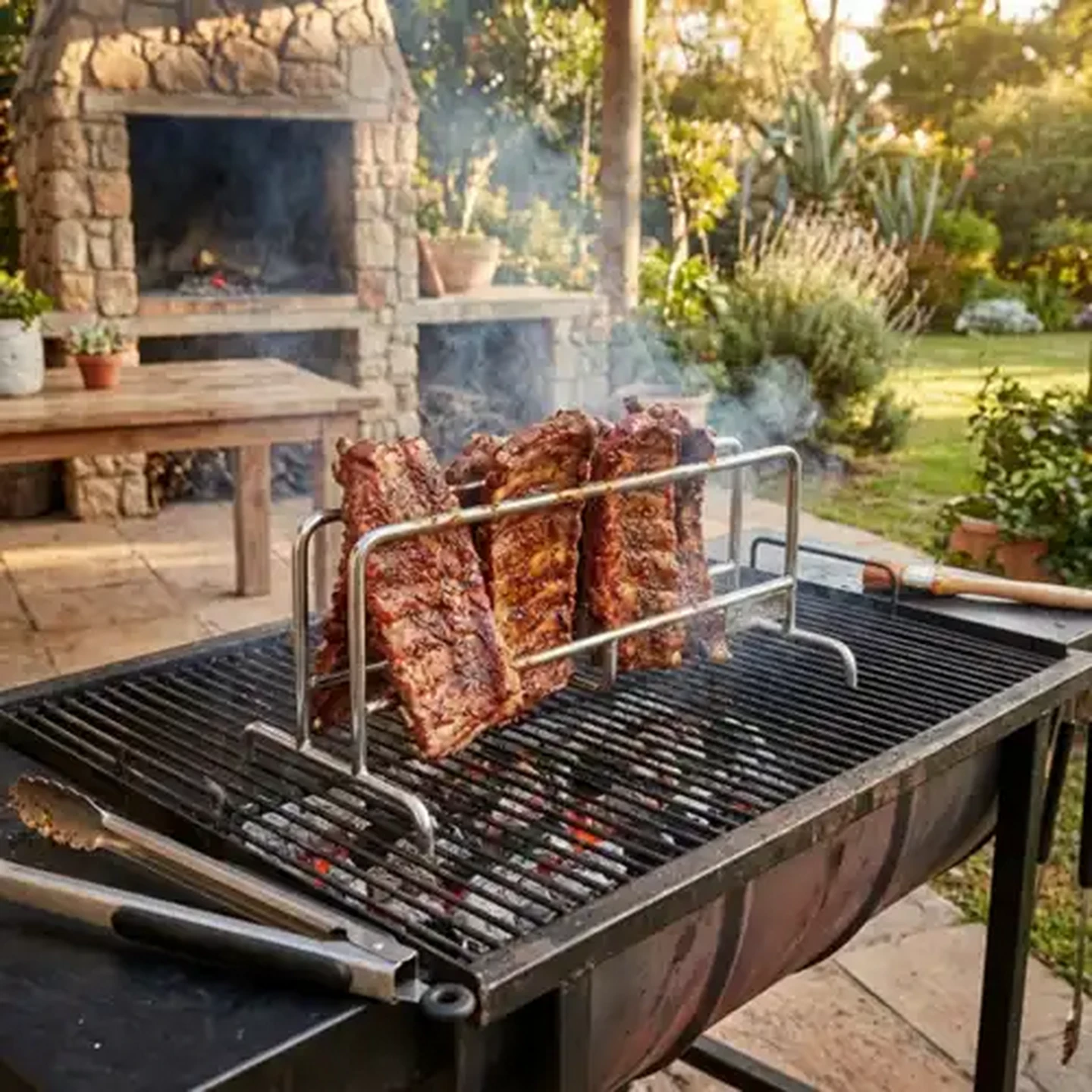 Image of HotRods Silver Stainless Steel Heavy-Duty Braai Rib Stand