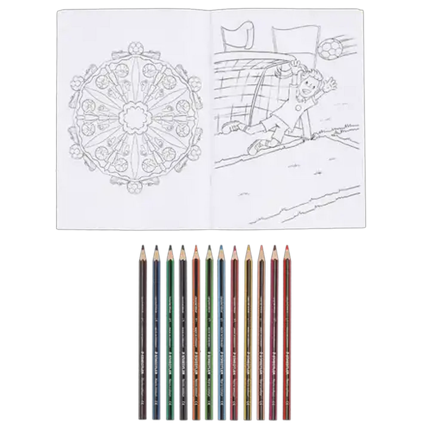 Image of Staedtler Colouring Book & Noris Colouring Pencils Set