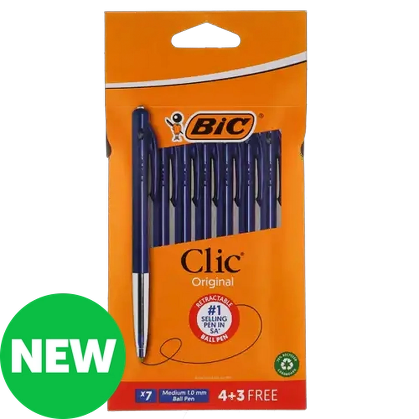 Image of BIC Clic Blue Retractable Medium Ball Pen 7-Pack