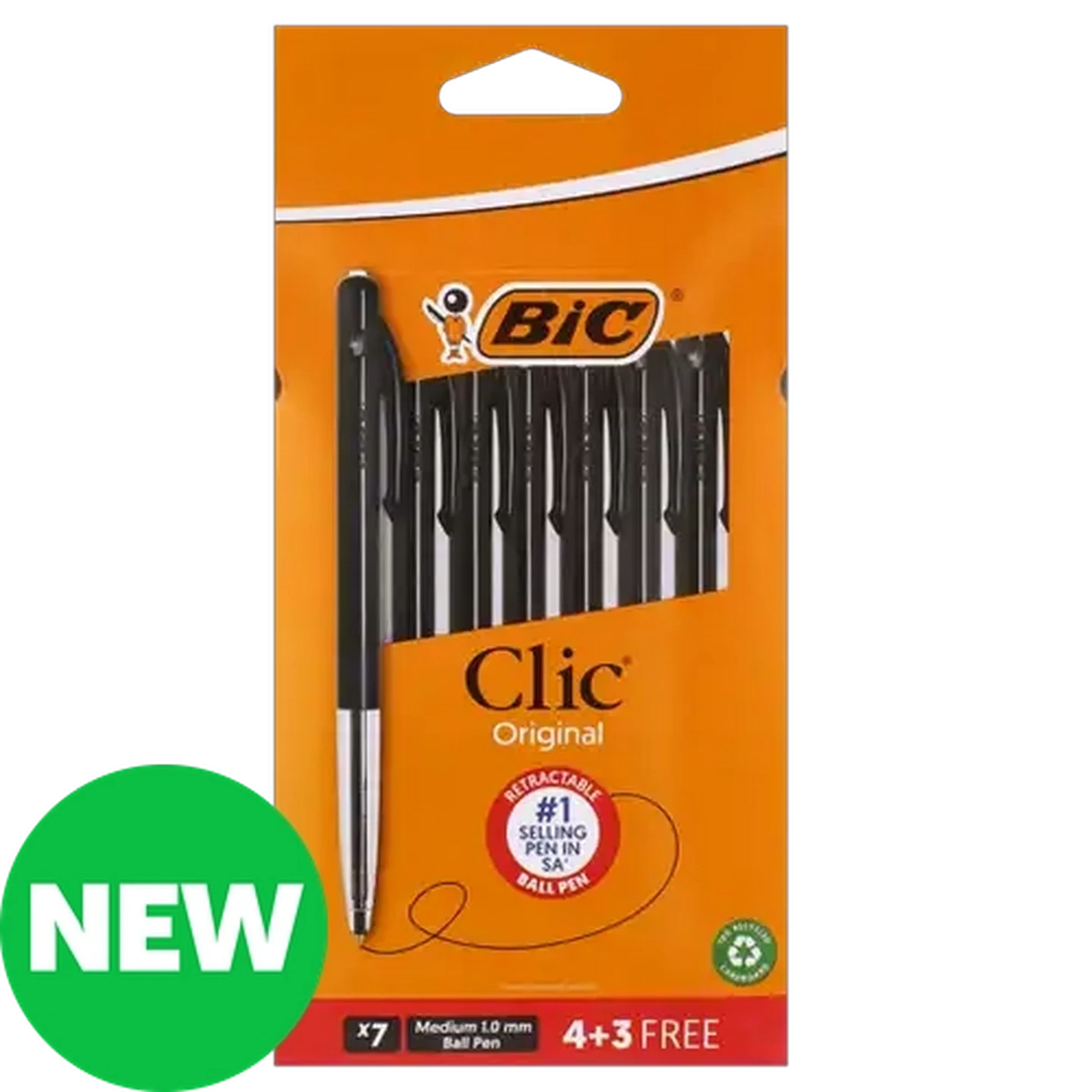 Image of BIC Clic Black Retractable Medium Ball Pen 7-Pack
