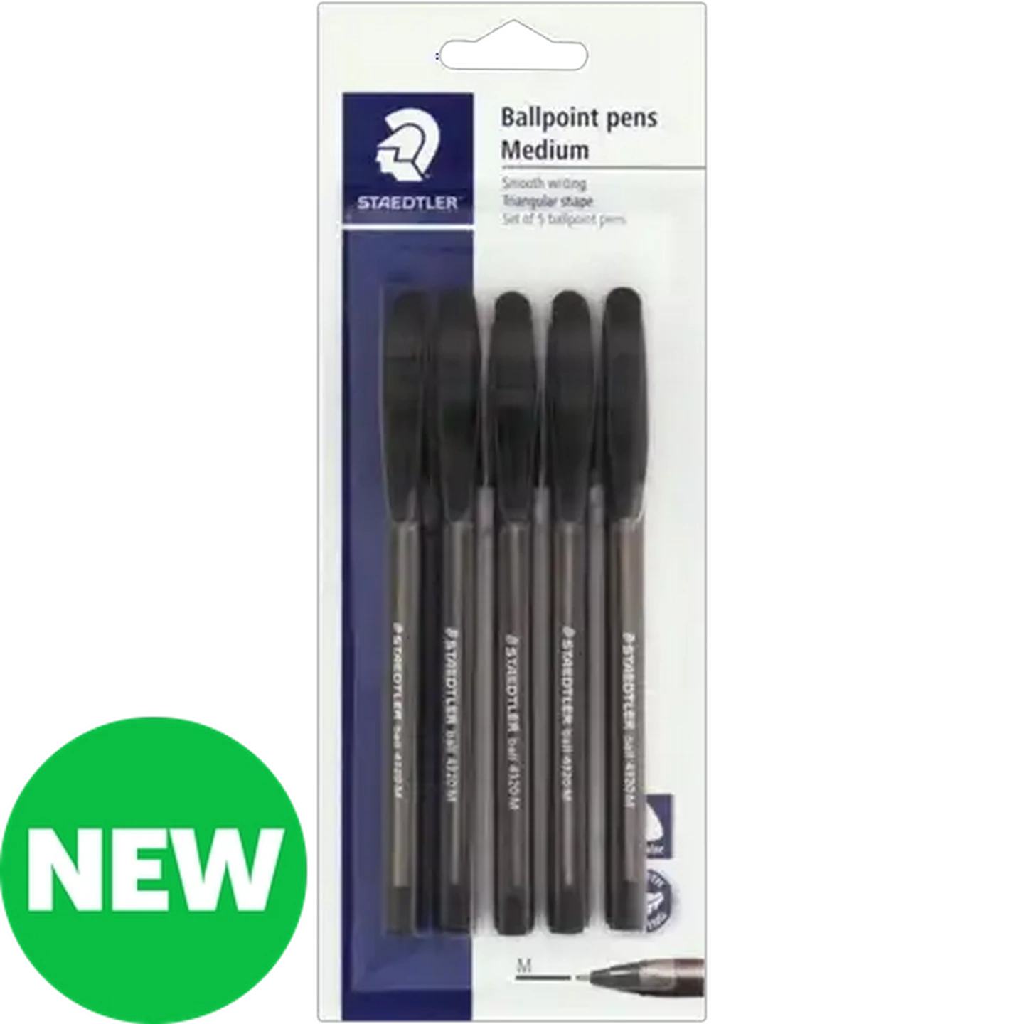 Image of Staedtler Black Medium Ballpoint Pen 5-Pack