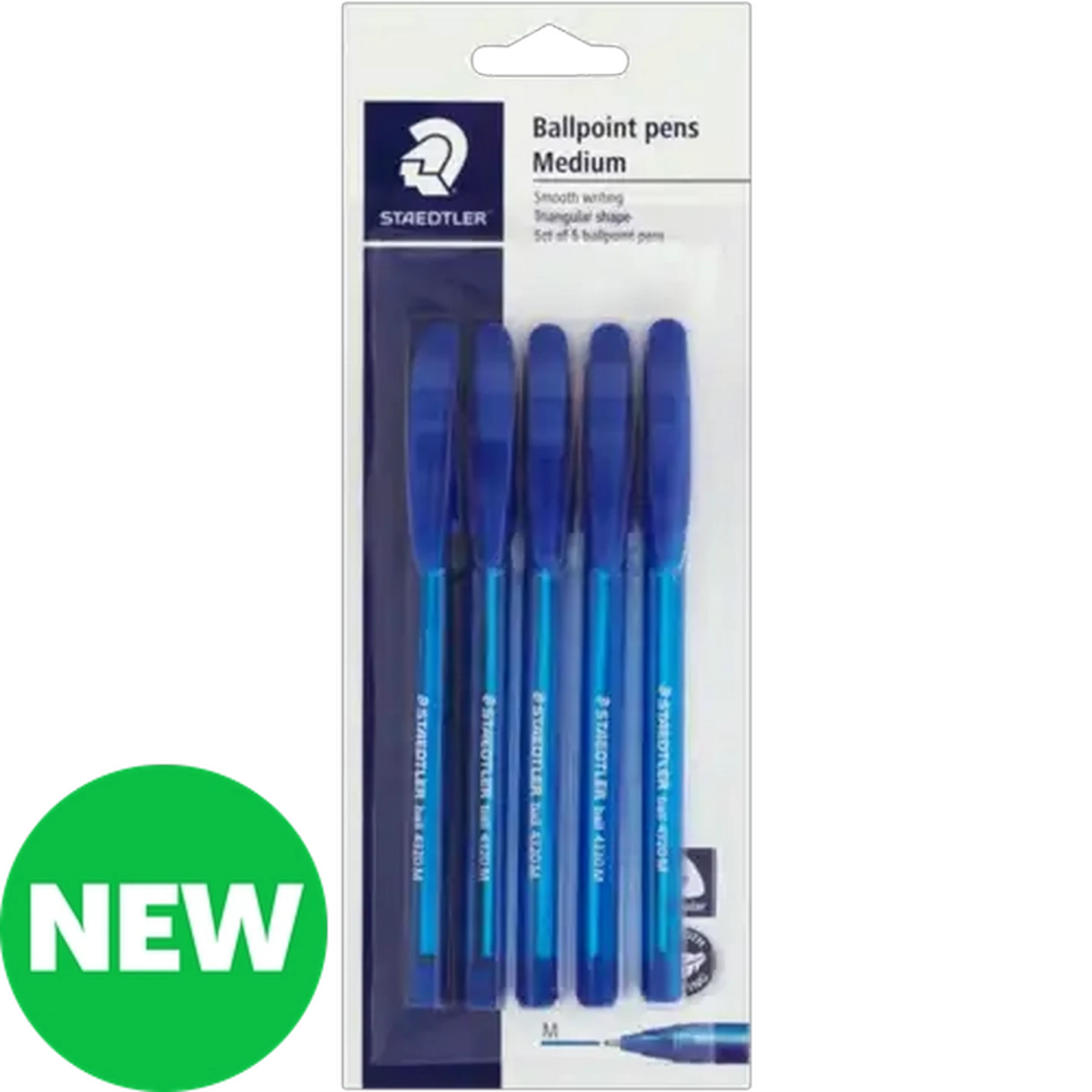 Image of Staedtler Blue Medium Ballpoint Pen 5-Pack