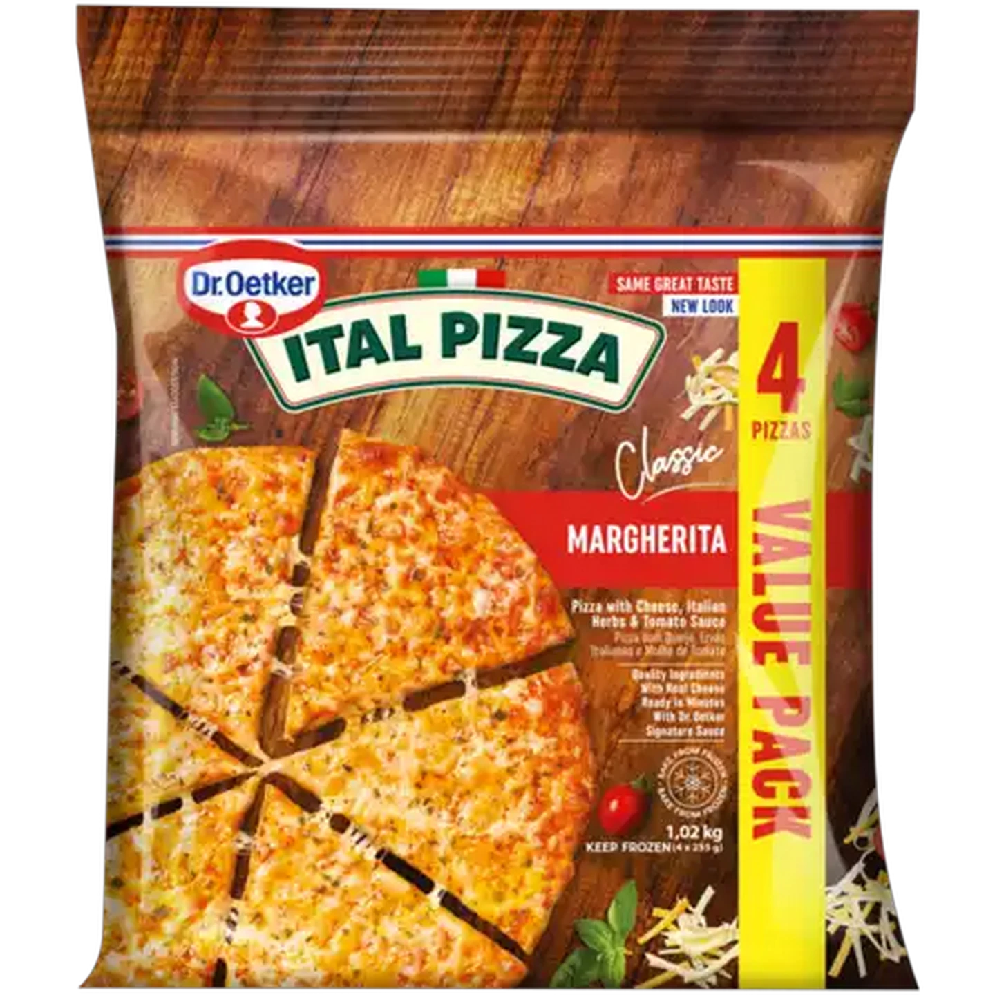 Image of Dr. Oetker Ital Pizza Classic Margherita Frozen Margherita Pizza 4 Pack