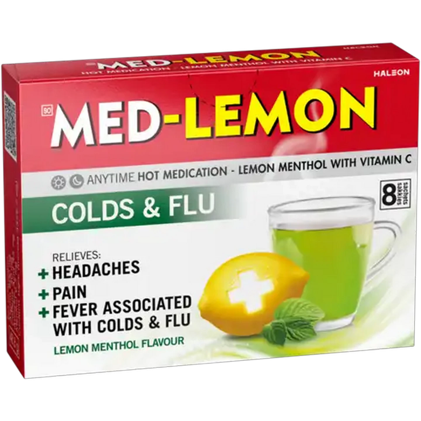 Image of Med-Lemon Lemon Menthol Flavour Hot Medication 8 Pack