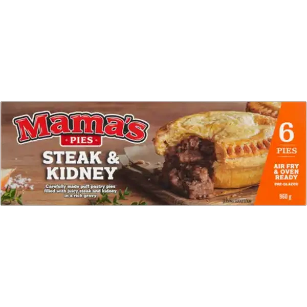 Mama's Pies Frozen Steak & Kidney Pies 6 Pack