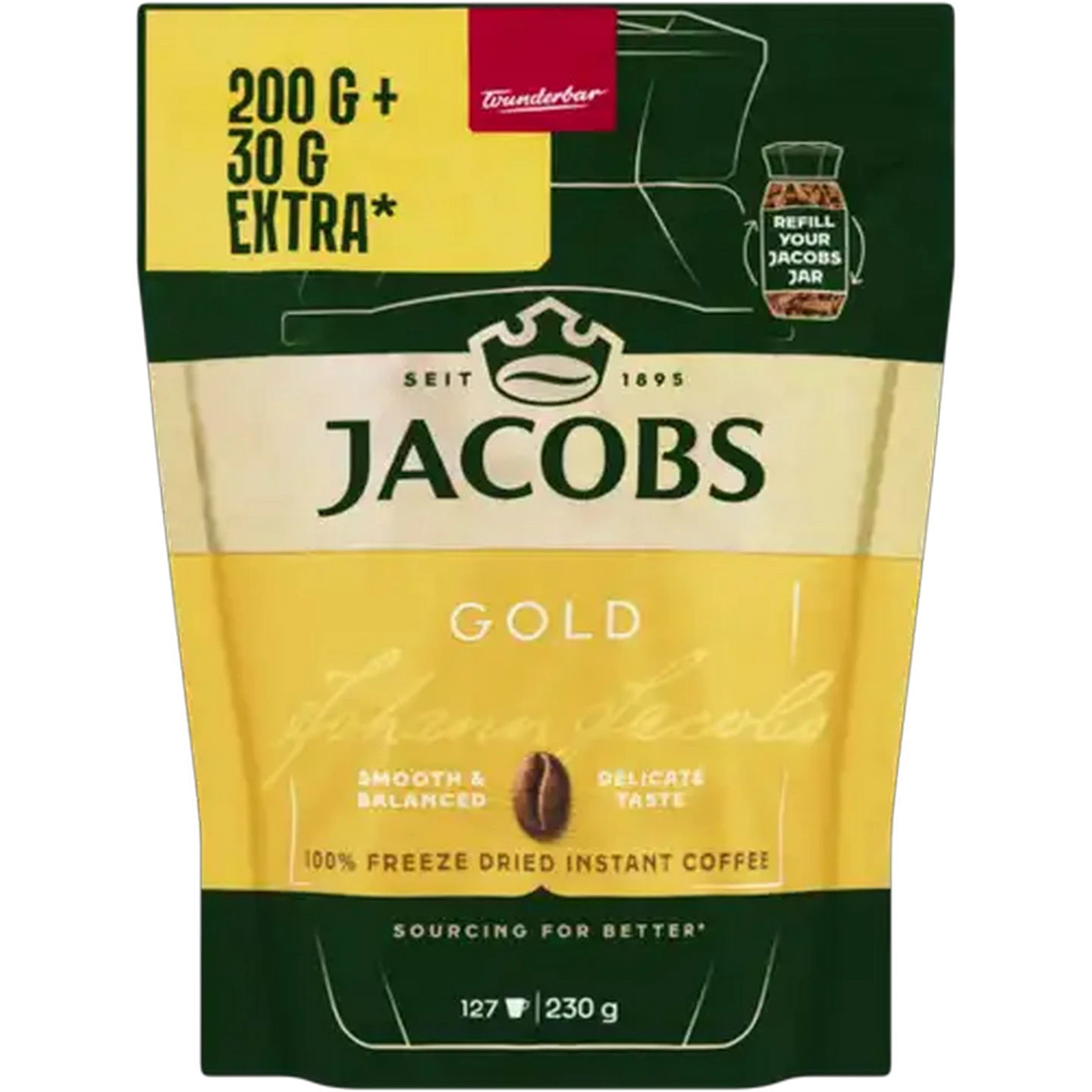 Image of Jacobs Gold Freeze Dried Instant Coffee Pouch 230g