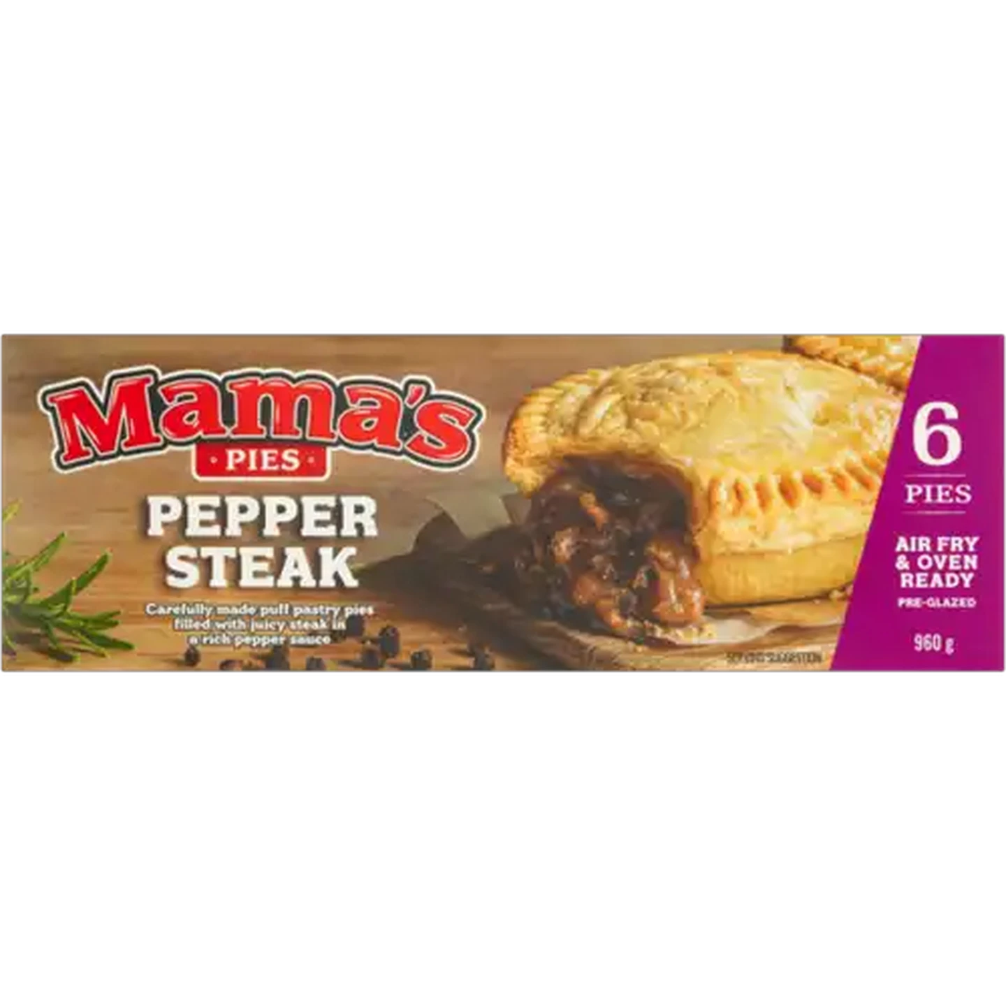 Image of Mama's Pies Frozen Pepper Steak Pies 6 Pack