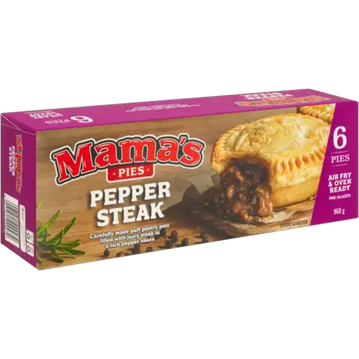 Image of Mama's Pies Frozen Pepper Steak Pies 6 Pack