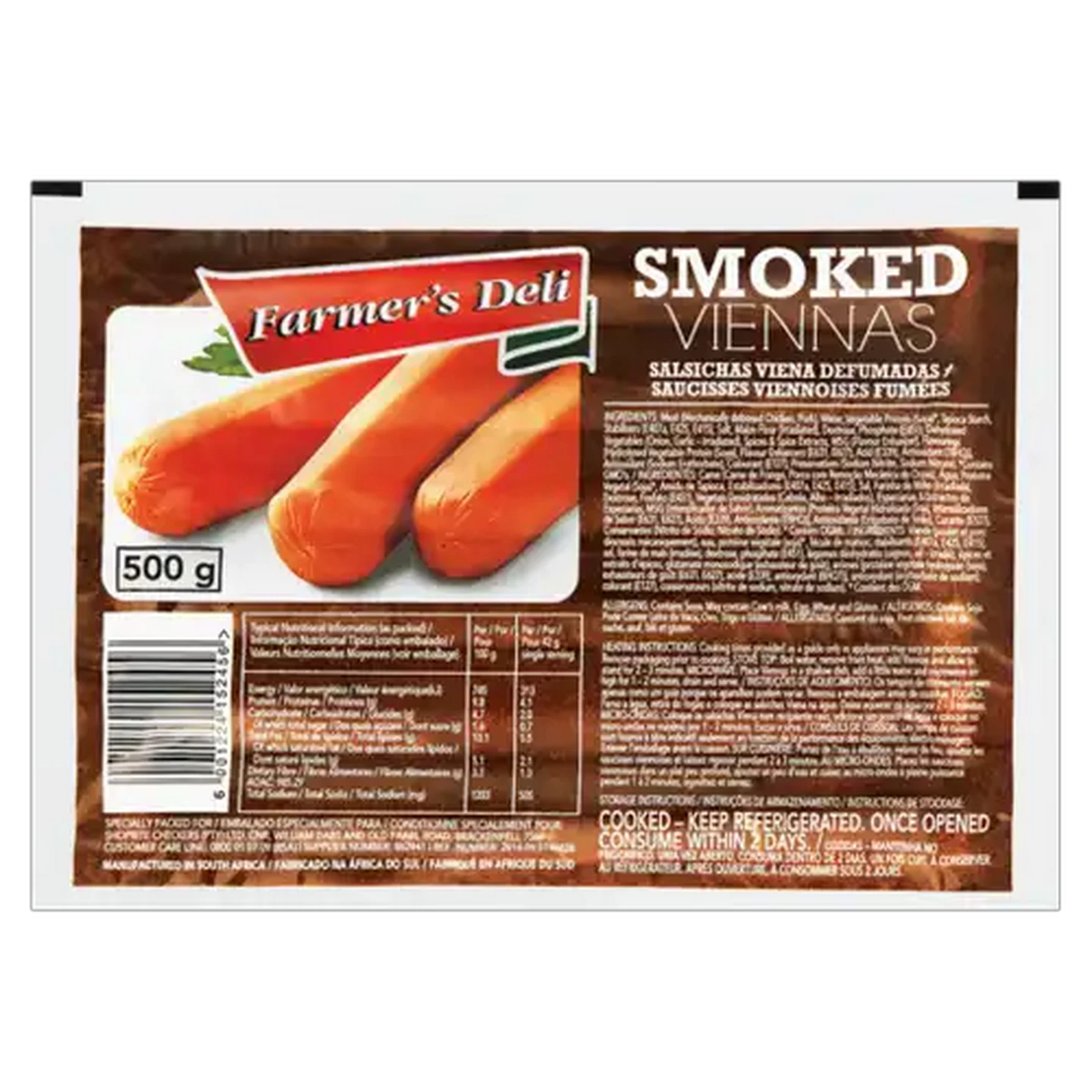 Image of Farmer's Deli Smoked Viennas Pack 500g