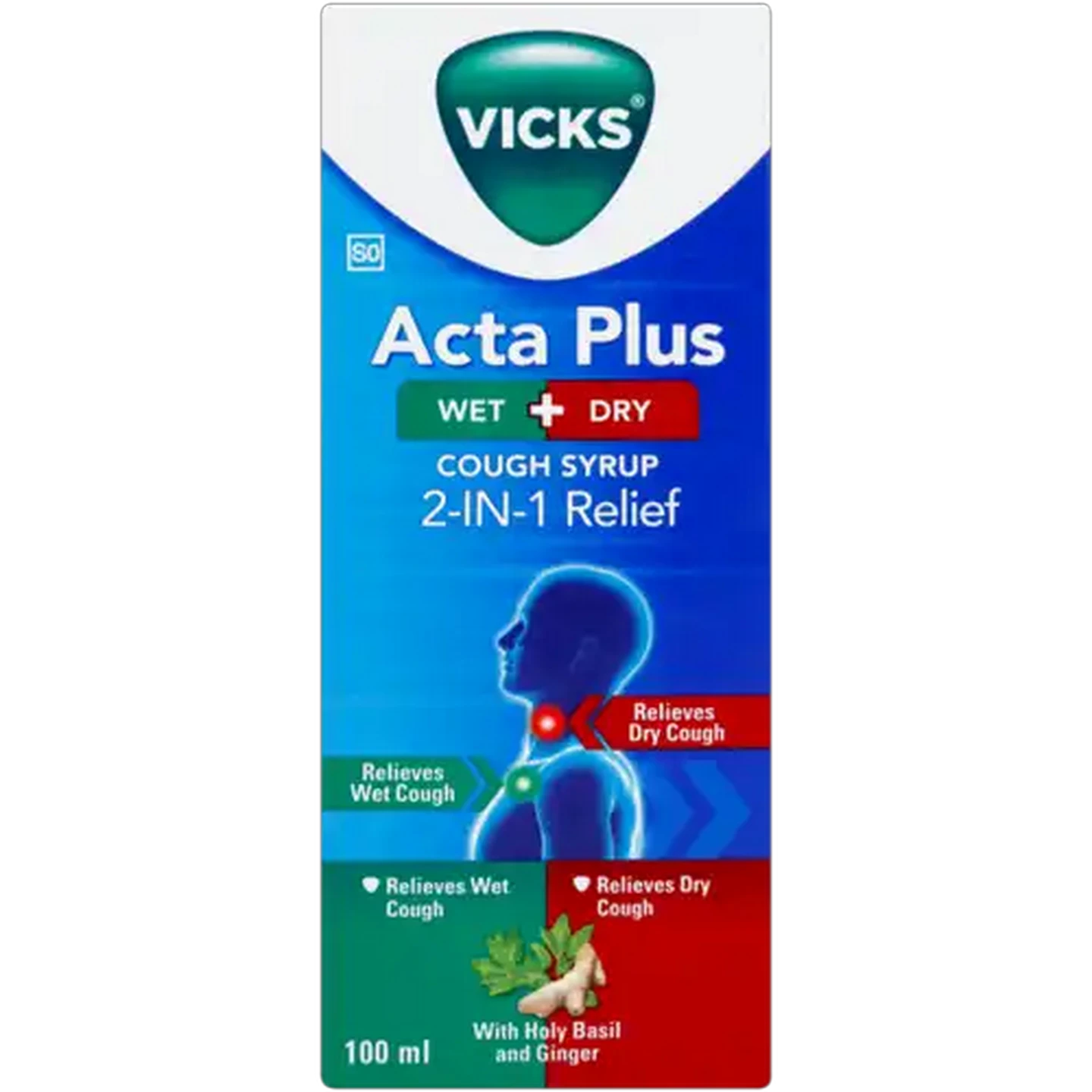 Image of Vicks Acta Plus Wet & Dry Cough Syrup 100ml