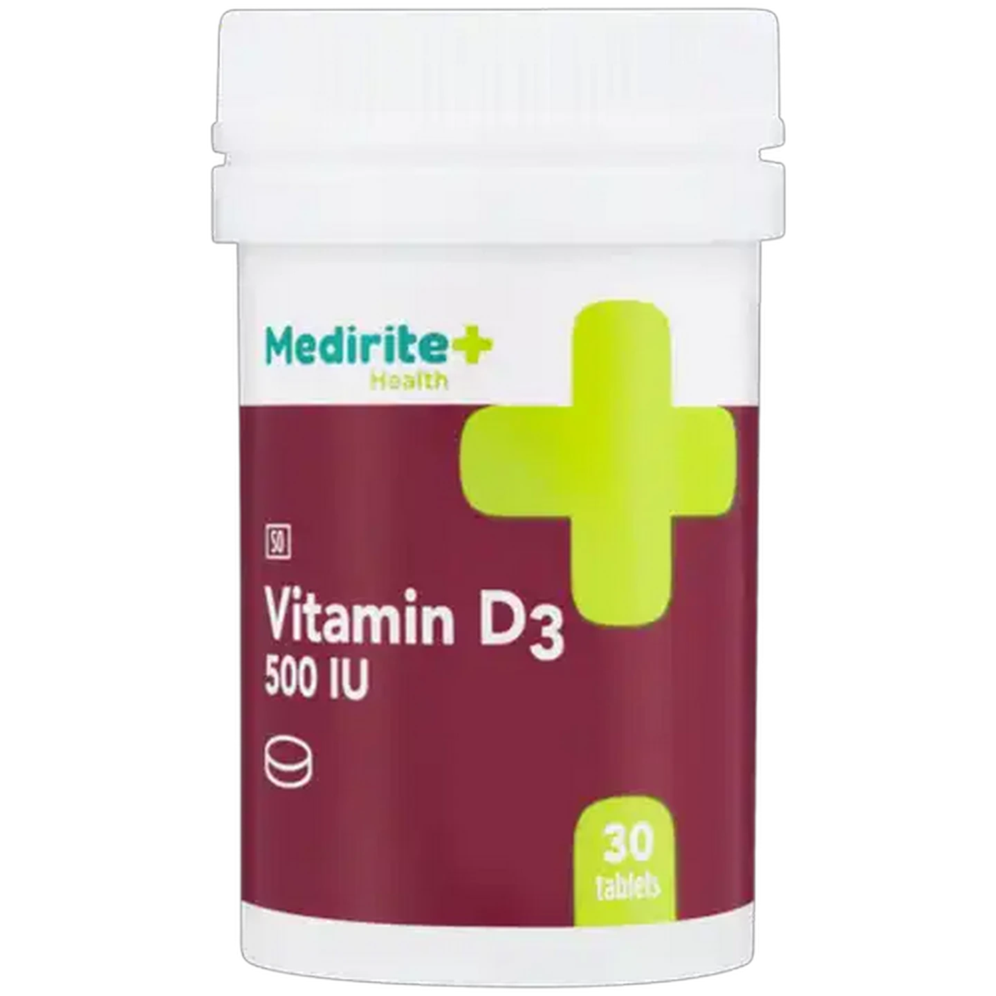 Image of Medirite Vitamin D3 500 IU Tablets 30 Pack