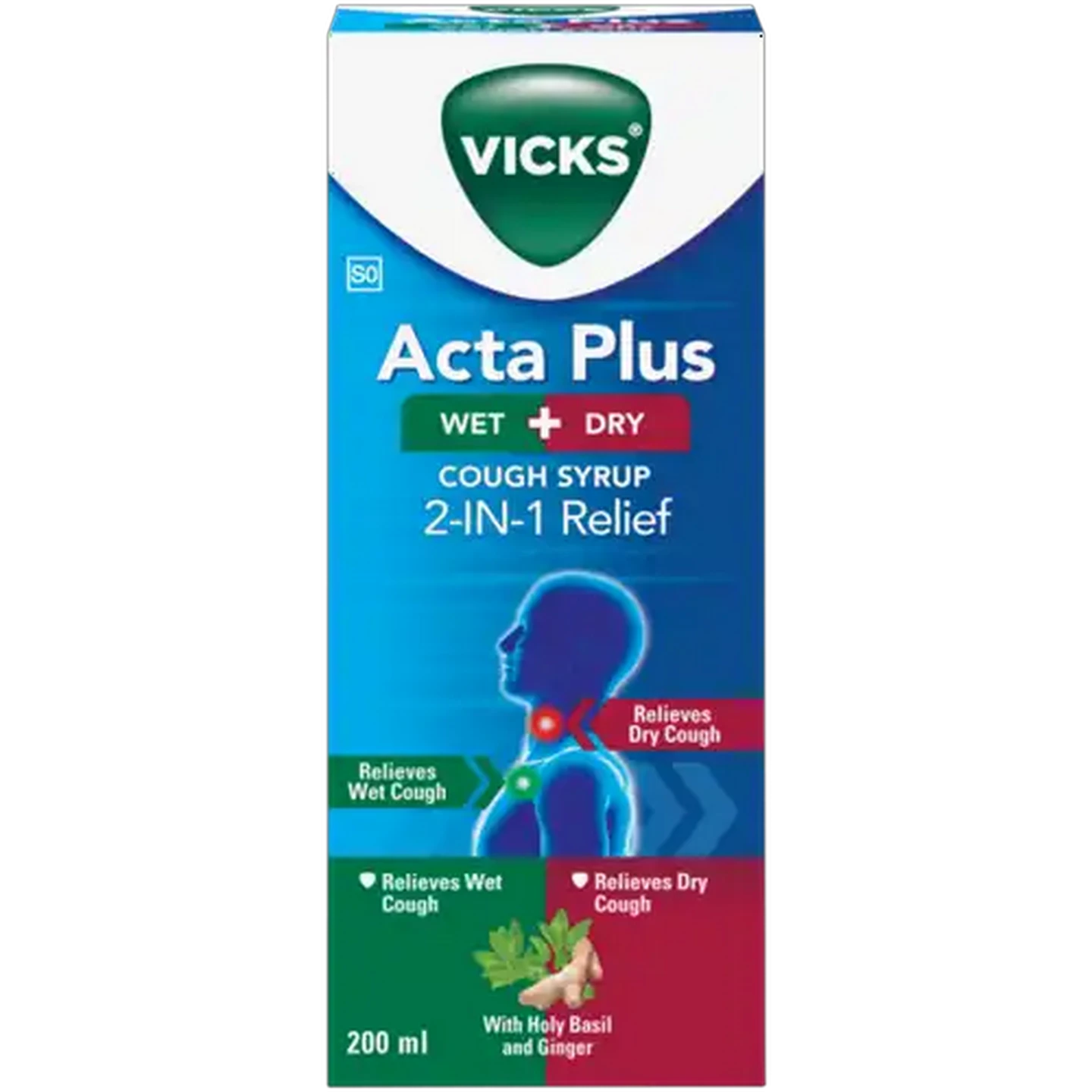 Image of Vicks Acta Plus Wet & Dry Cough Syrup 200ml
