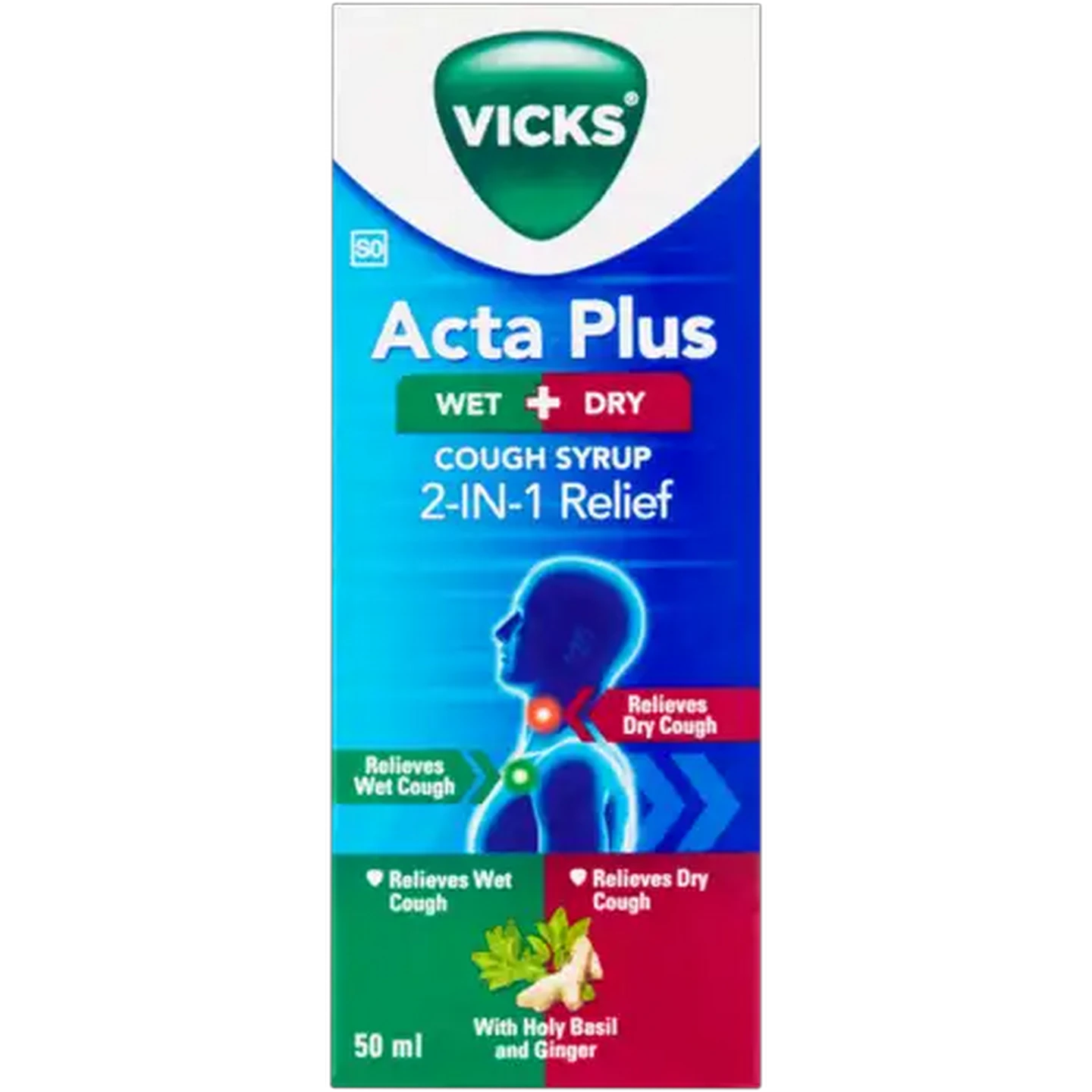 Image of Vicks Acta Plus 2-In-1 Relief Cough Syrup 50ml