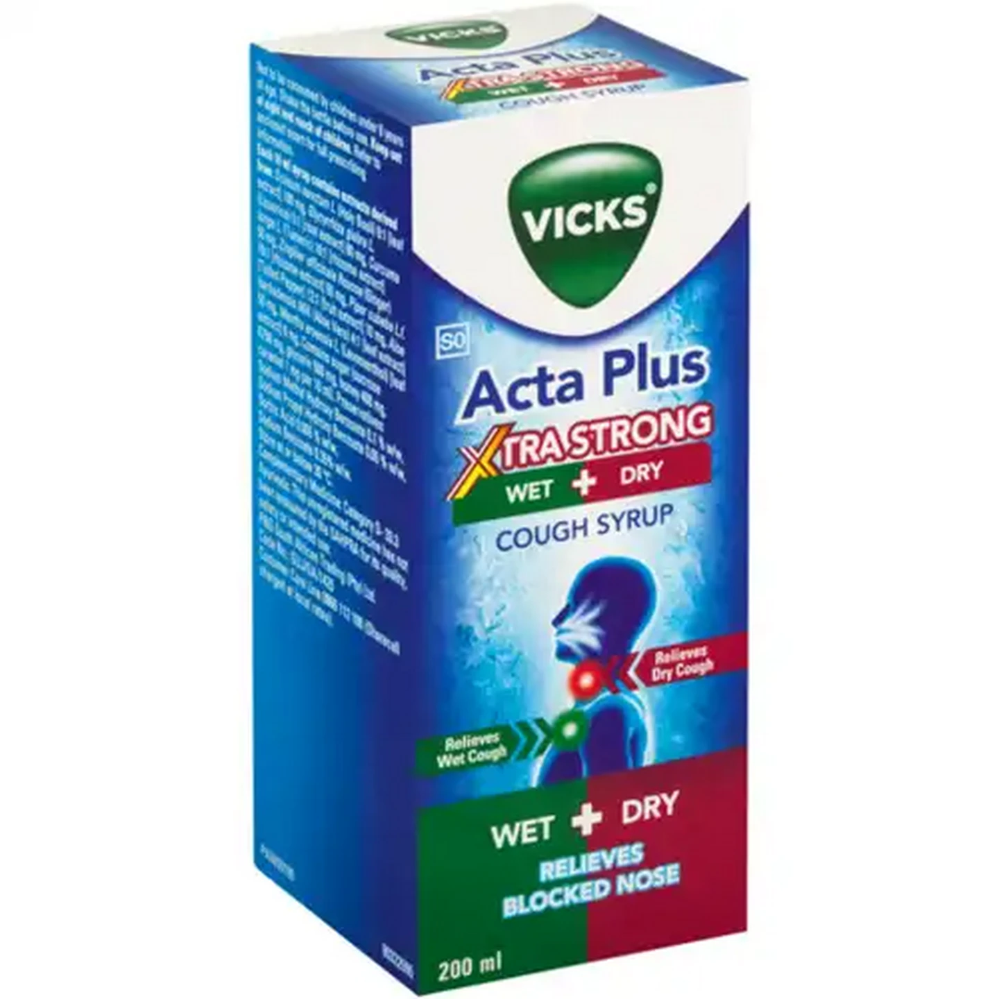 Image of Vicks Acta Plus Xtra Strong Wet & Dry Cough Syrup 200ml