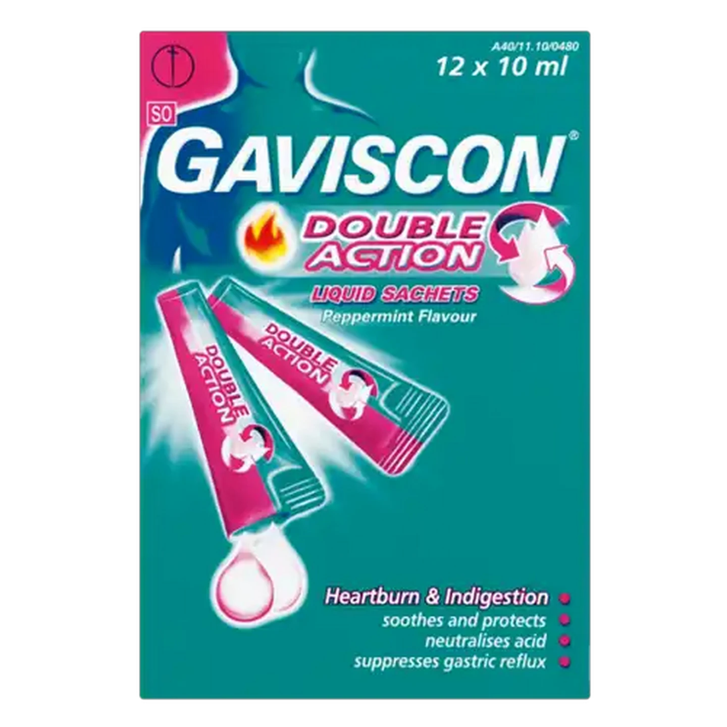 Image of Gaviscon Peppermint Flavour Antacid Liquid 12 x 10ml