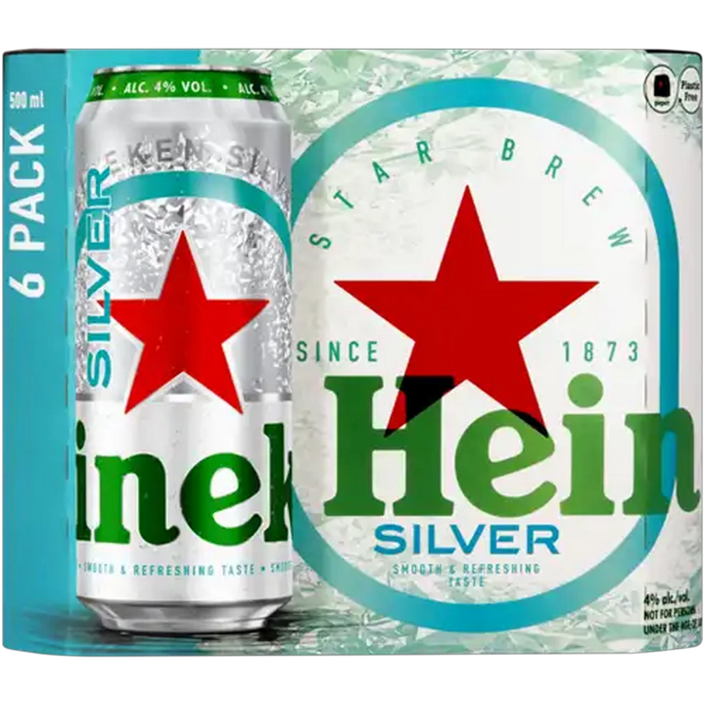 Image of Heineken Silver Pure Malt Lager Beer Cans 6 x 500ml