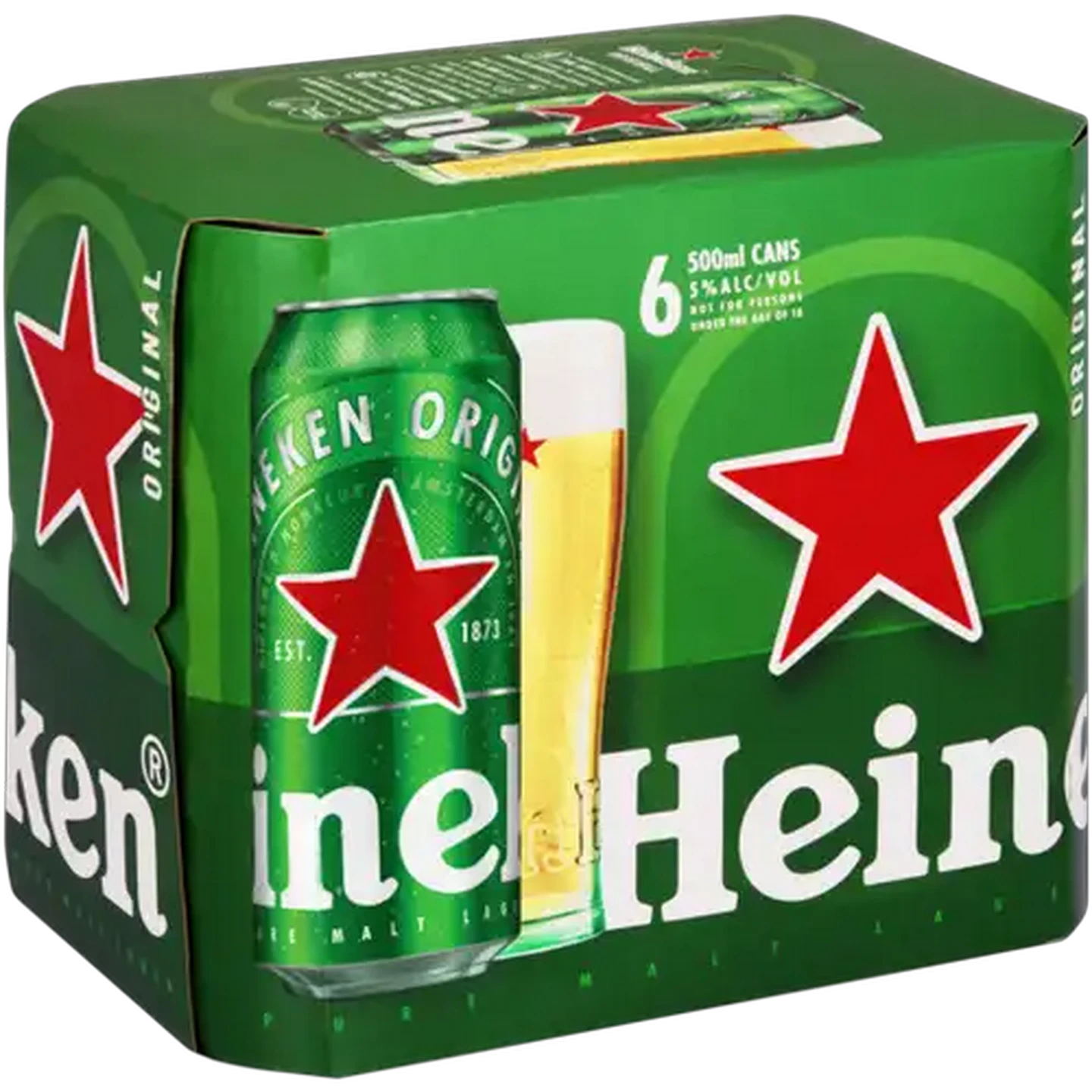 Image of Heineken Pure Malt Lager Beer Cans 6 x 500ml
