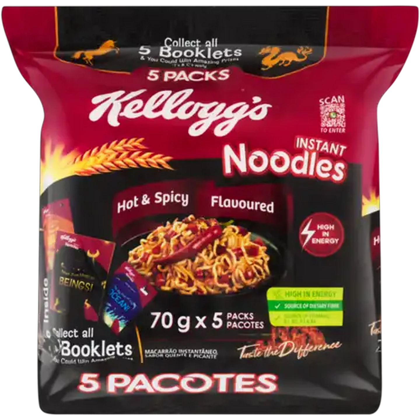 Image of Kellogg's Hot & Spicy Flavoured Instant Noodles 5 x 70g