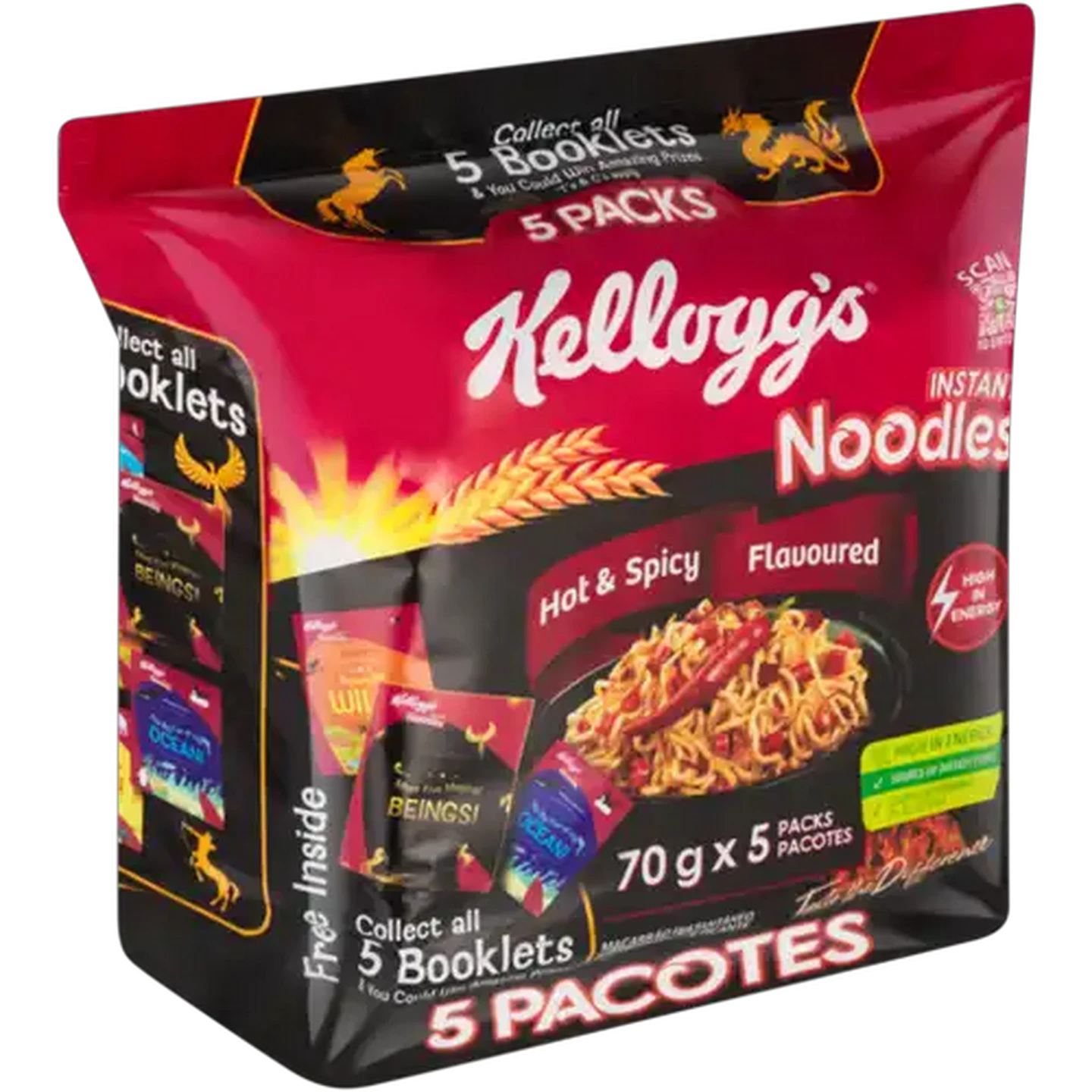 Image of Kellogg's Hot & Spicy Flavoured Instant Noodles 5 x 70g