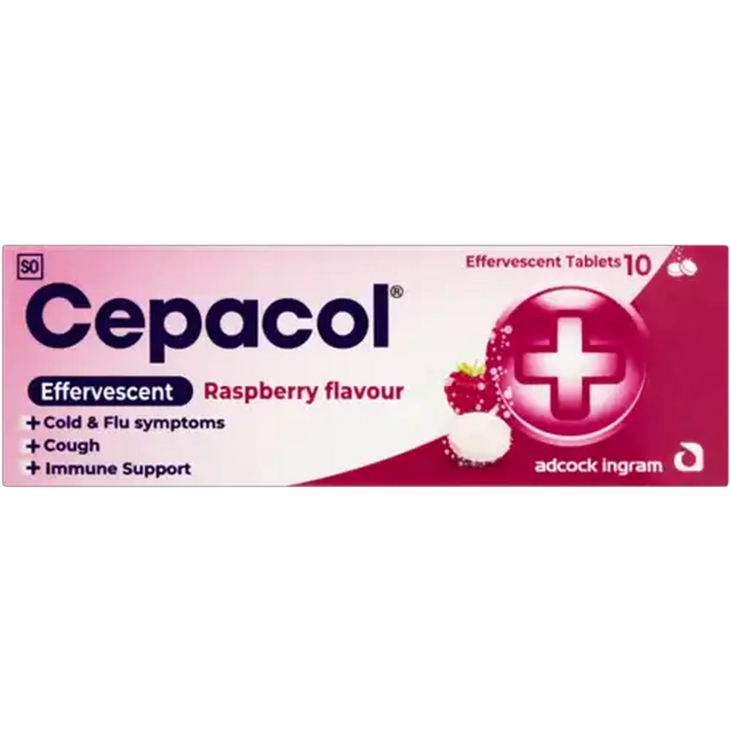 Image of Cepacol Raspberry Flavour Raspberry Flavour Effervescent Tablets 10 Pack