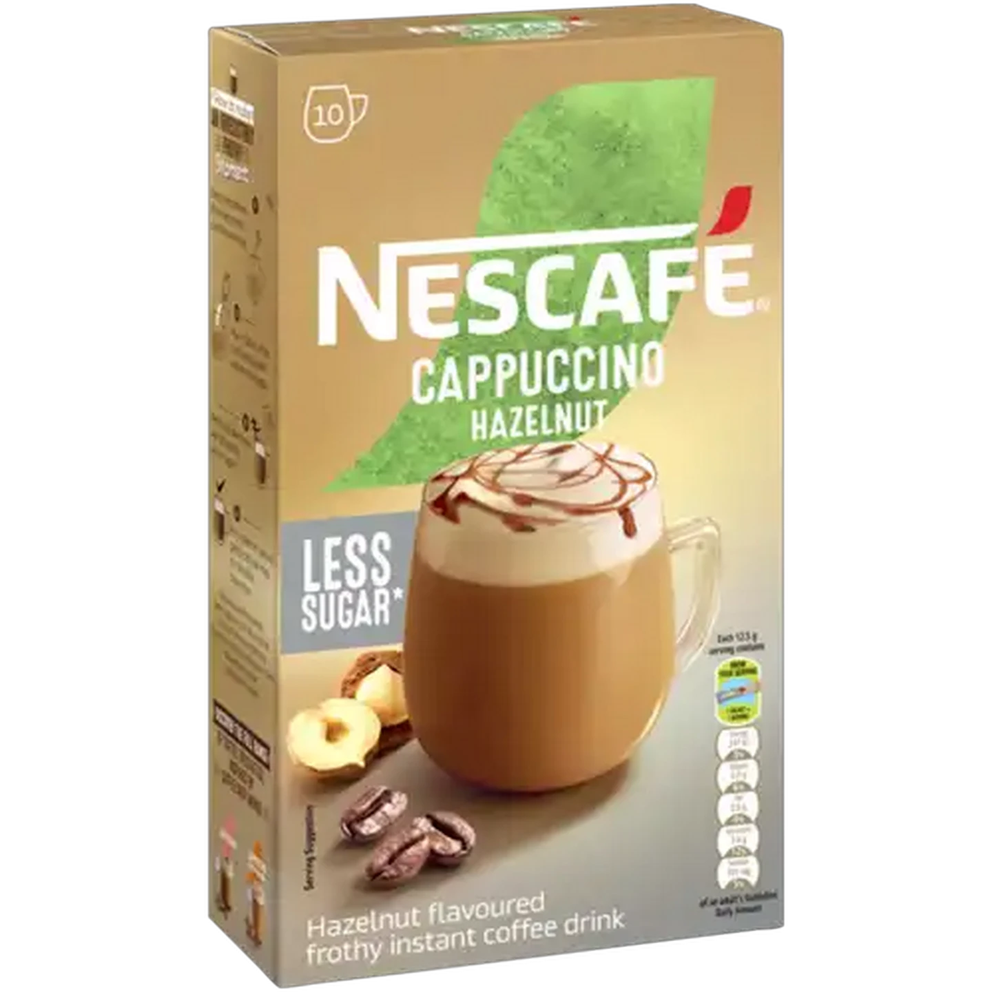 Image of NESCAFÉ Hazelnut Flavoured Less Sugar Instant Cappuccino 10 x 12.5g