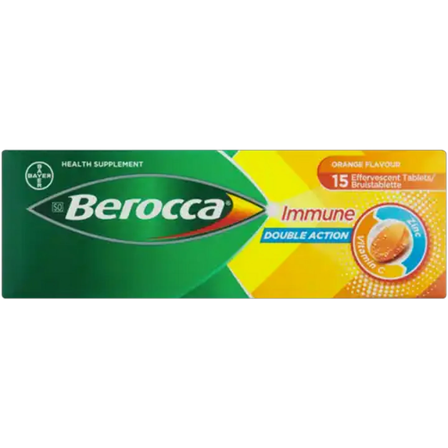 Image of Berocca Orange Flavour Immune Double Action Effervescent Tablets 15 Pack
