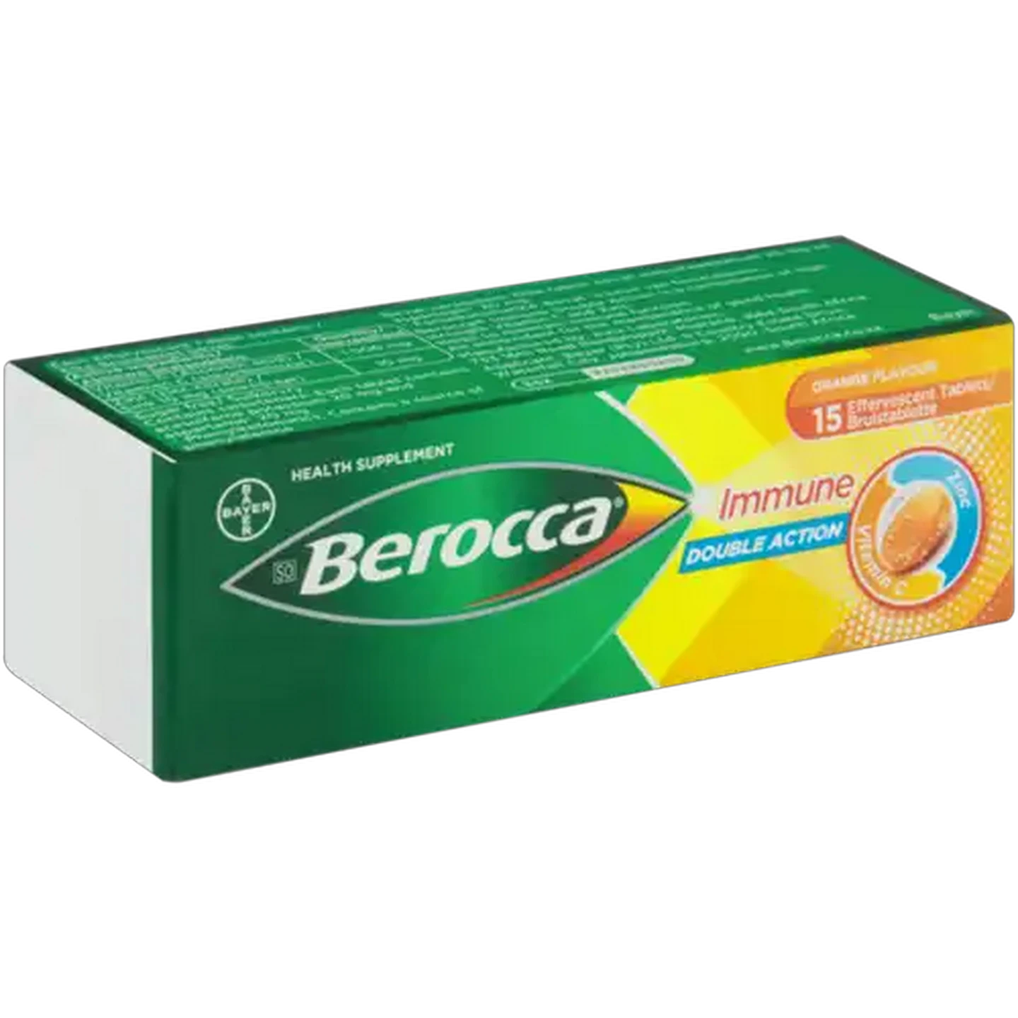 Image of Berocca Orange Flavour Immune Double Action Effervescent Tablets 15 Pack