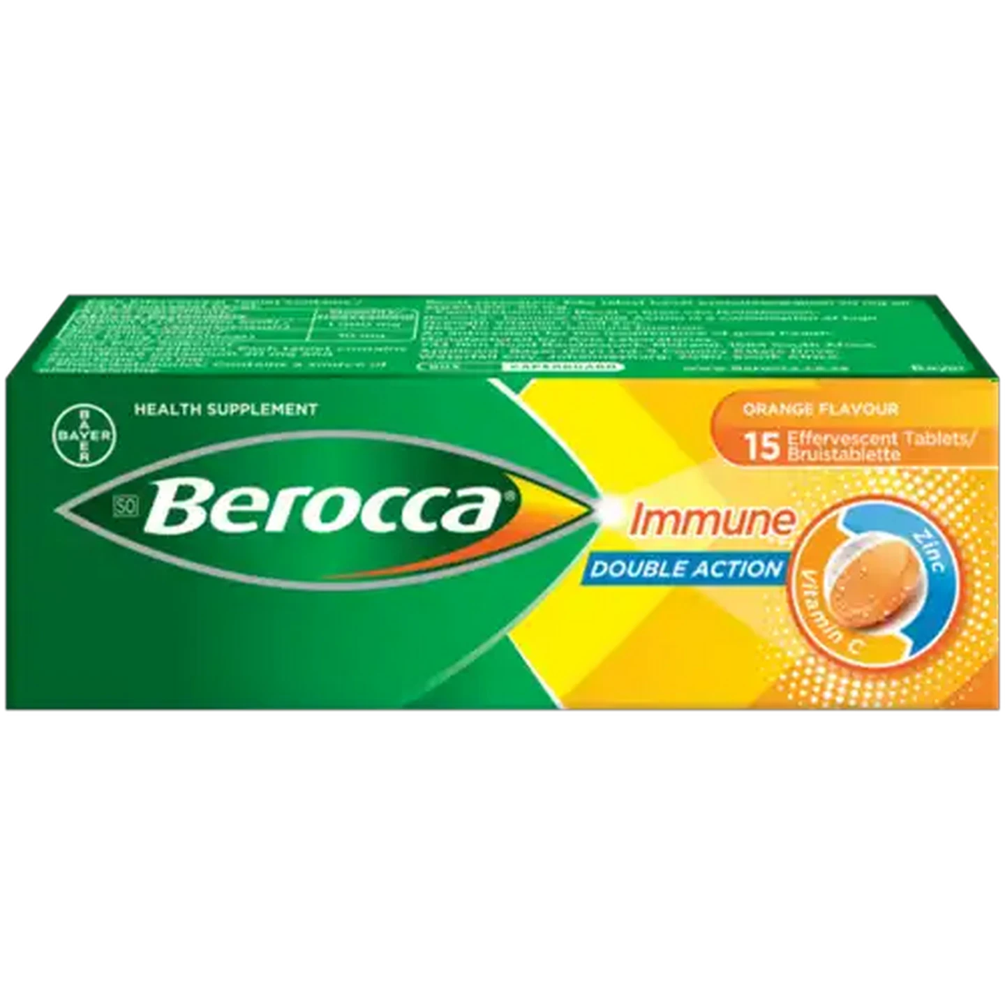 Image of Berocca Orange Flavour Immune Double Action Effervescent Tablets 15 Pack