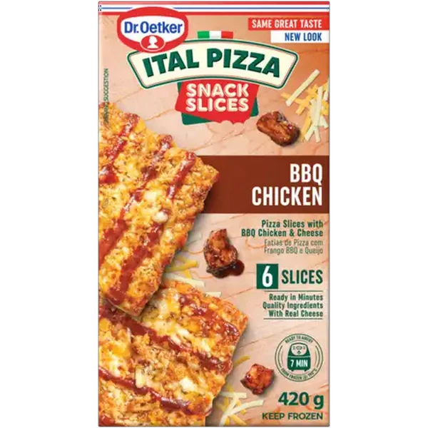 Dr. Oetker Ital Pizza Snack Slices Frozen BBQ Chicken Pizza Slices 420g