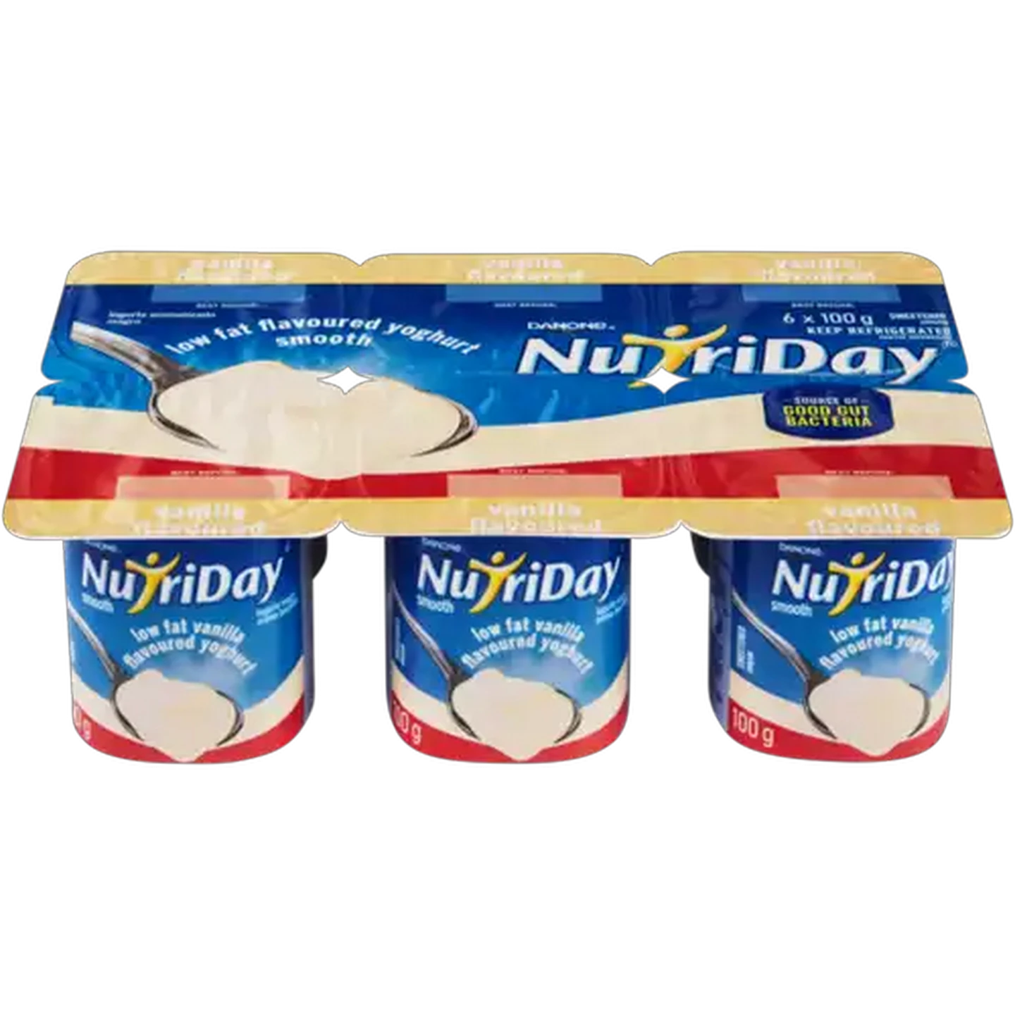 Image of Danone NutriDay Vanilla Flavoured Low Fat Smooth Yoghurt 6 x 100g