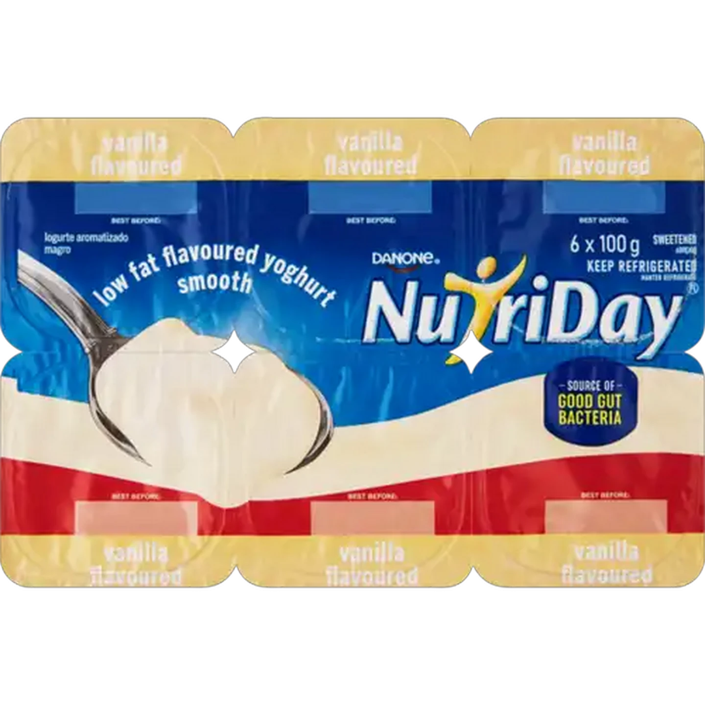 Image of Danone NutriDay Vanilla Flavoured Low Fat Smooth Yoghurt 6 x 100g